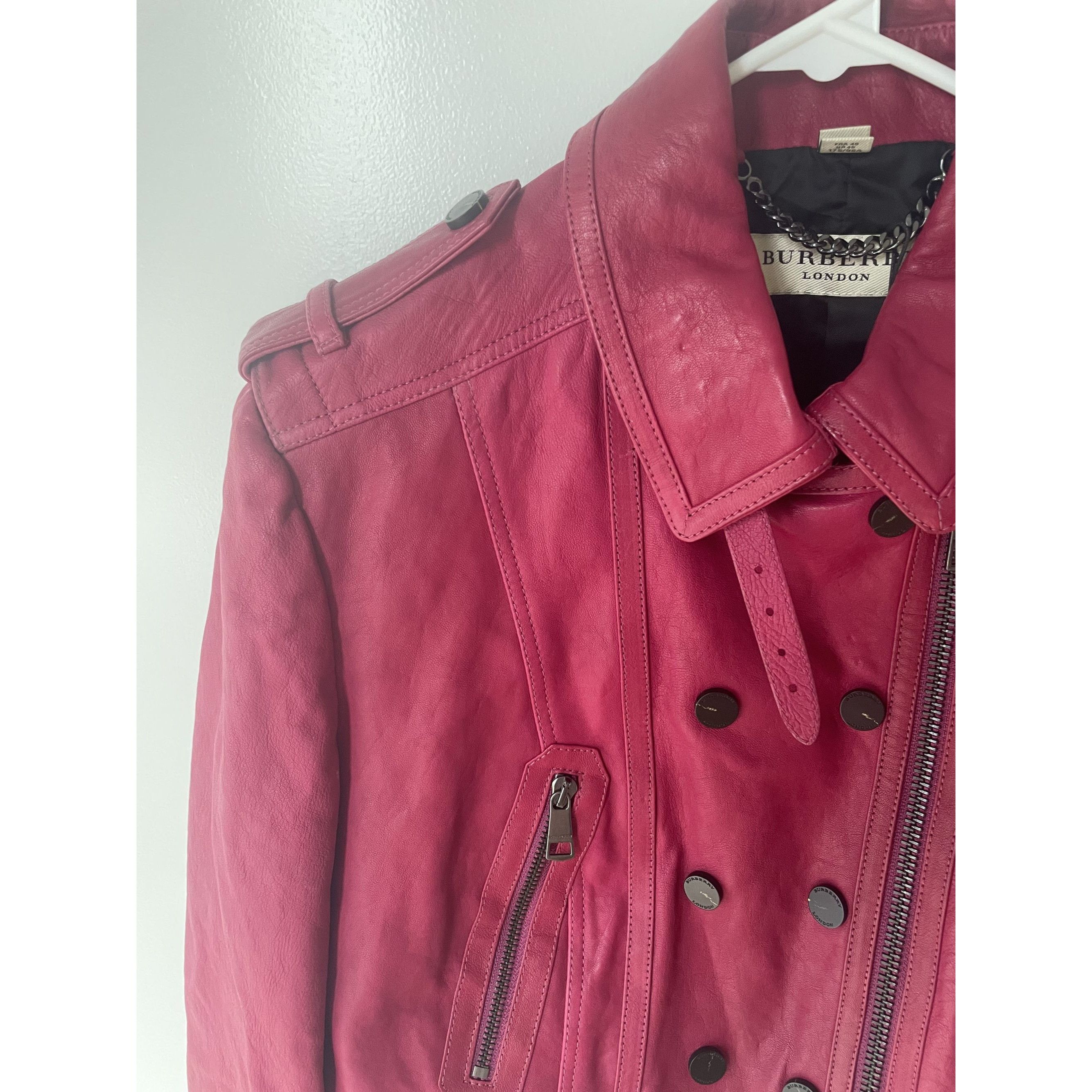 Burberry Burberry London Womens Cropped Pink Leather Double-Breasted Size M / US 6-8 / IT 42-44 - 4 Thumbnail