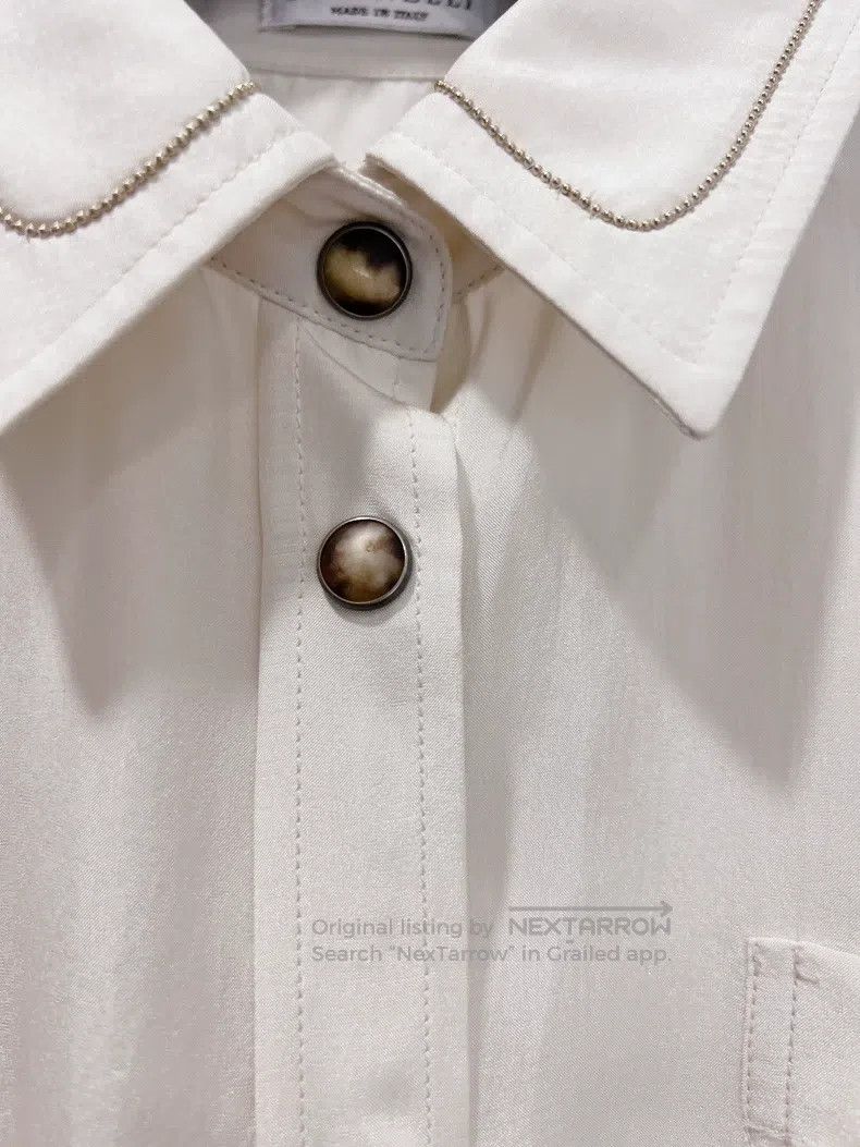 Brunello Cucinelli Brunello Cucinelli Beige Beaded Shirt Jacket Size S / US 4 / IT 40 - 3 Thumbnail