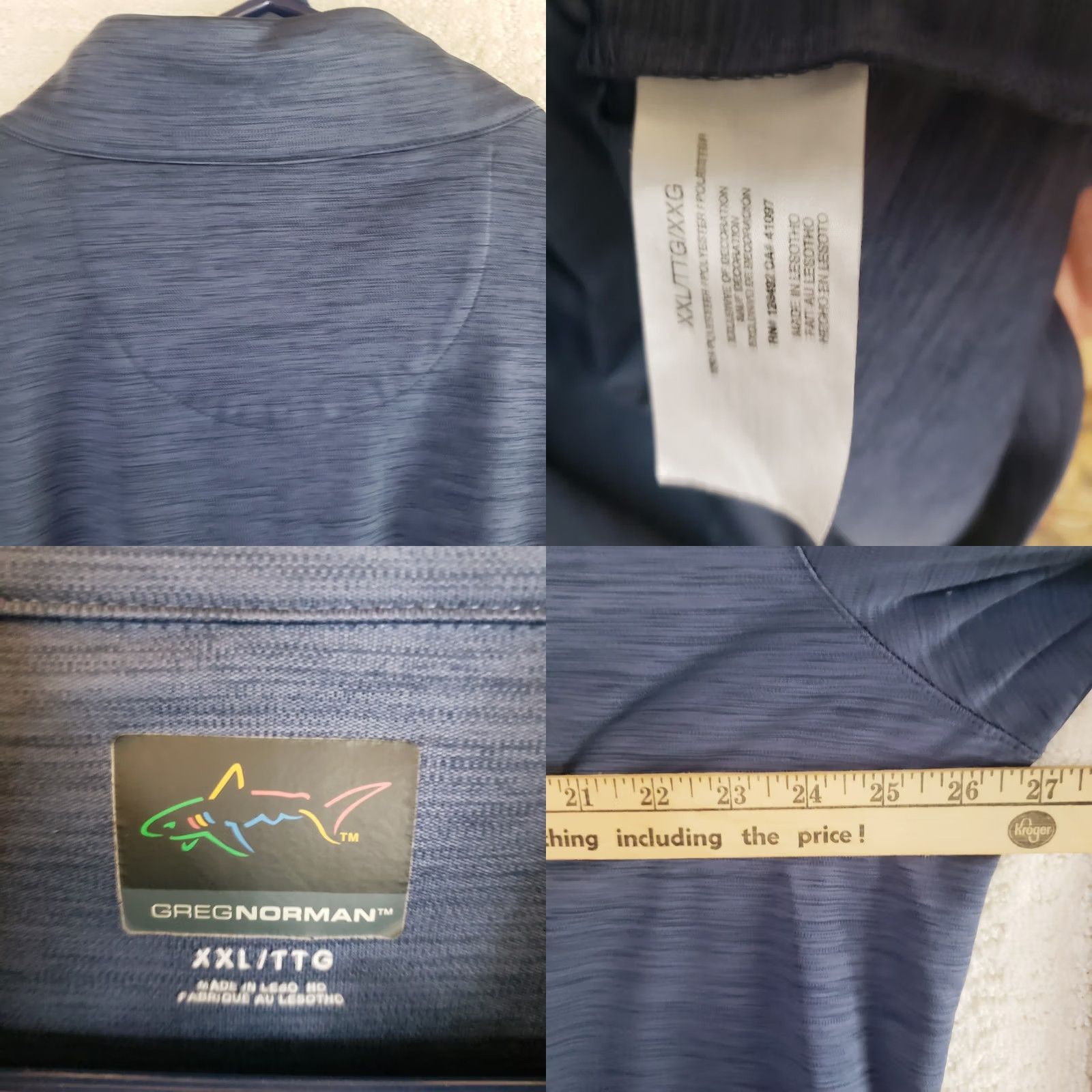 Vintage Greg Norman 1/4 Zip Pullover Long Sleeve Heathered Blue 2XL Mens Shirt Casual Activewear Size US XXL / EU 58 / 5 - 8 Thumbnail