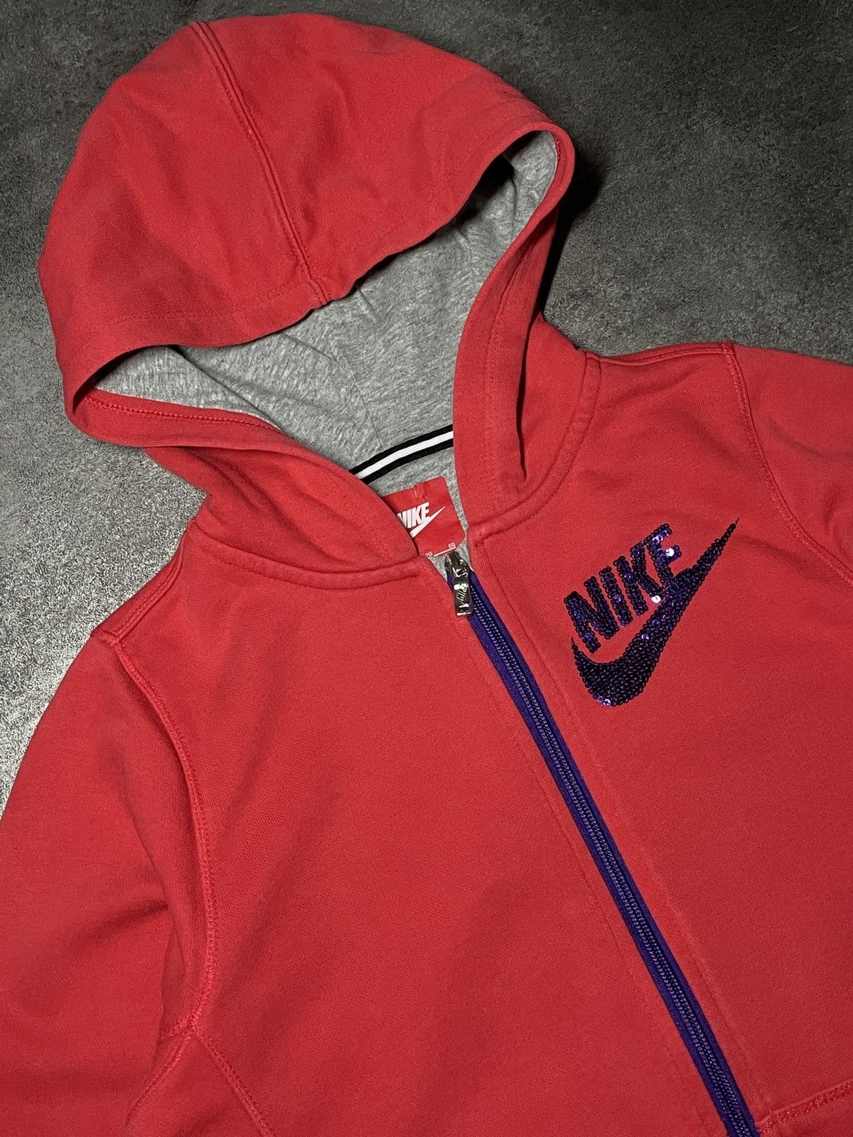 Nike RARE🔥Vintage Y2K Nike Hoodie Zip Spellout Shiny Hype Size XS / US 0-2 / IT 36-38 - 2 Thumbnail