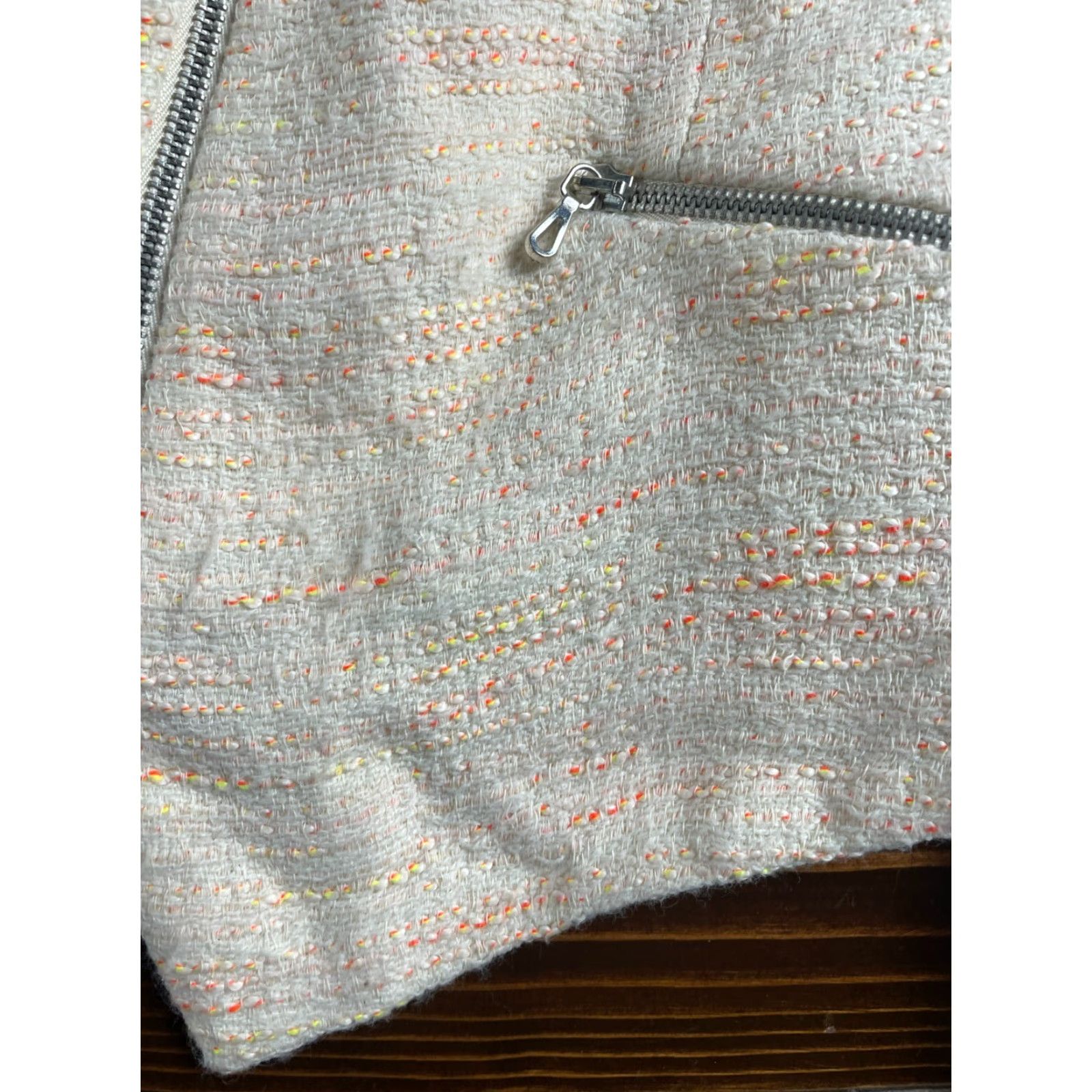 Zara Zara Jacket Women's Size L Casual Travel Cotton Blend Zip Asymmetrical Neck Yellow Cream Neon Orange Yellow Regular Long Sleeve Jacket Size L / US 10 / IT 46 - 4 Thumbnail