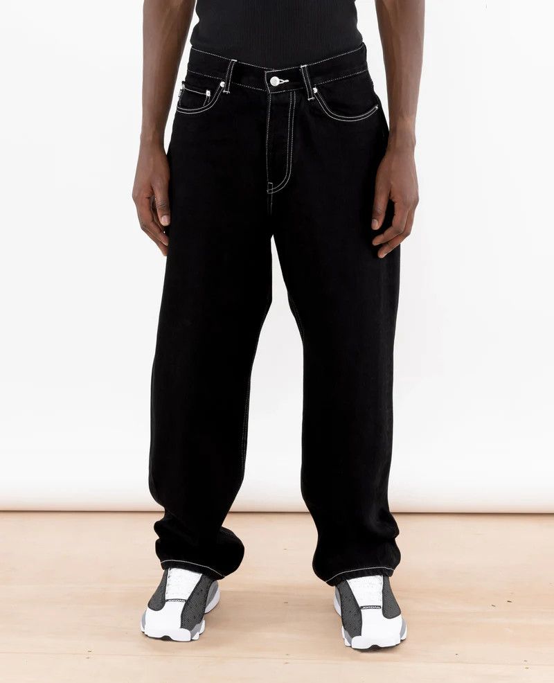 Patta o1mle0426 Patta Contrast Stitch Loose Denim Pants in Black Size US 30 / EU 46 - 2 Thumbnail