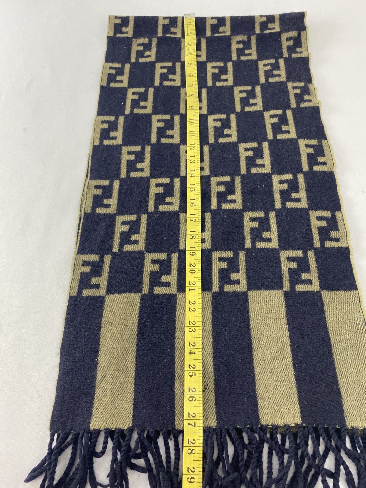 Fendi Fendi Cravatte 100% Wool FF Nova Checked Monogram Scarf Size ONE SIZE - 7 Thumbnail
