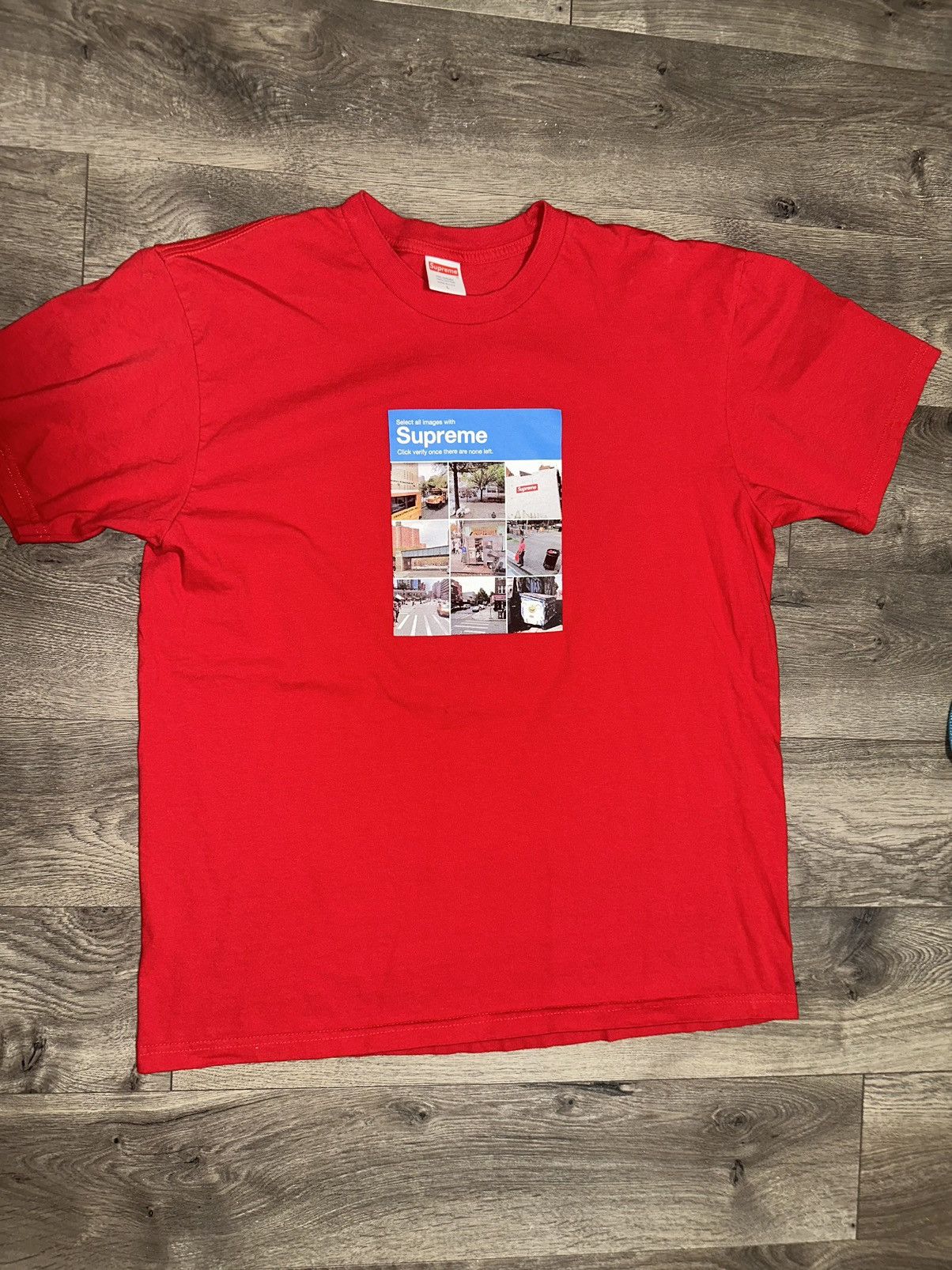 Mens Shirts Supreme Verify Tee Red Mens Tshirt Supreme Verify Tee 