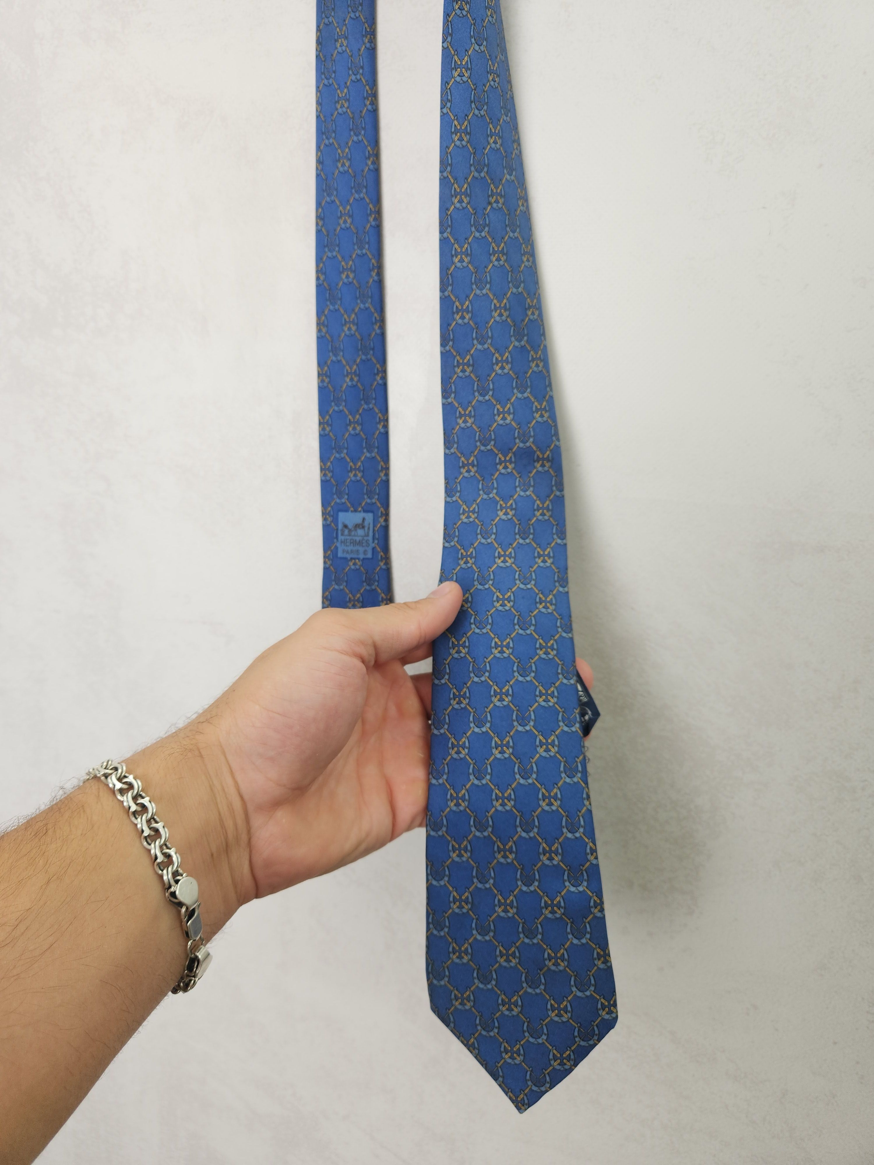 Hermes Hermes paris blue silk tie 935 IA Size ONE SIZE - 7 Thumbnail