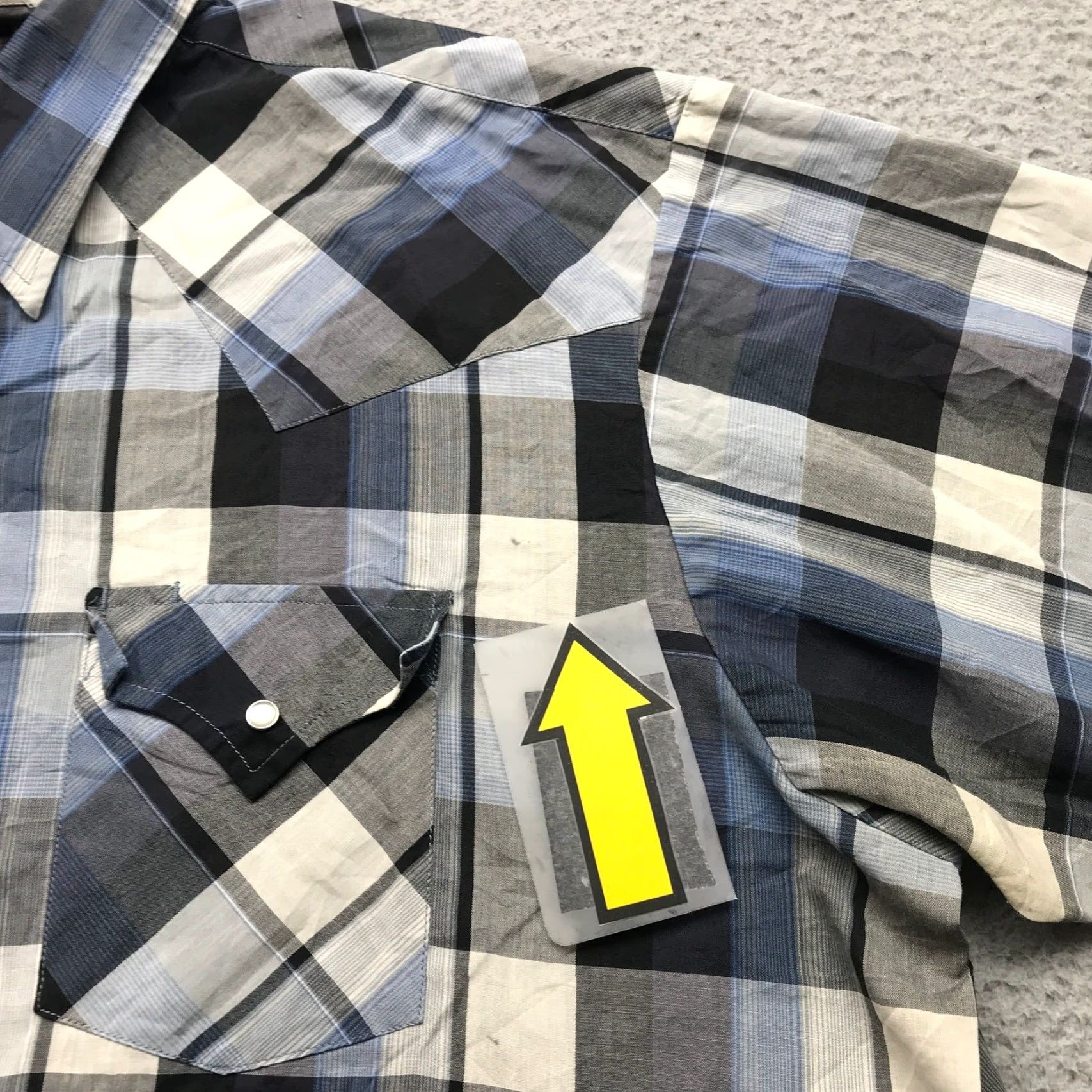 Vintage VINTAGE Plains Western Wear Big Man Button Up Plaid Pearl Snap Shirt Mens 2X Short Sleeve Black Check Logo Casual Mens Old School Size US XXL / EU 58 / 5 - 4 Thumbnail