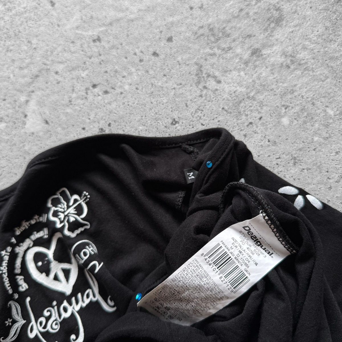 Desigual Desigual Black Blue Floral Boho Dress Short Sleeve Stretchy Size M / US 6-8 / IT 42-44 - 5 Thumbnail
