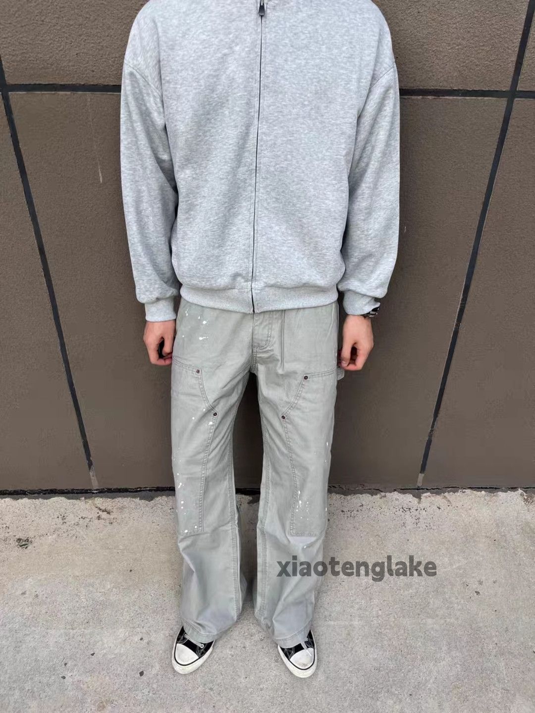 Washed faded loose baggy skate carpenter paint pants