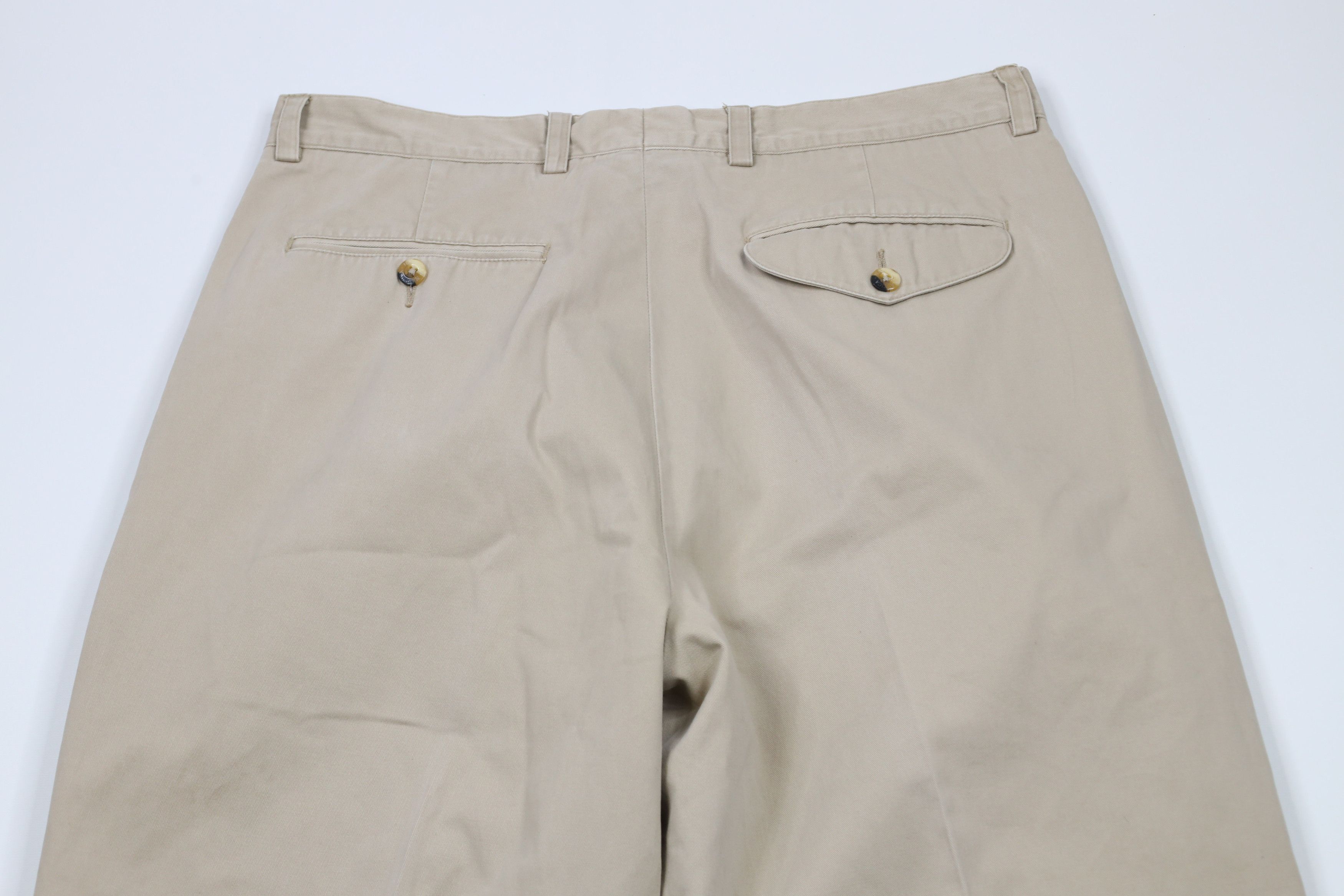 Nautica × Vintage Vintage 90s Nautica Pleated Cuffed Chino Pants Beige Cotton Size US 34 / EU 50 - 10 Thumbnail