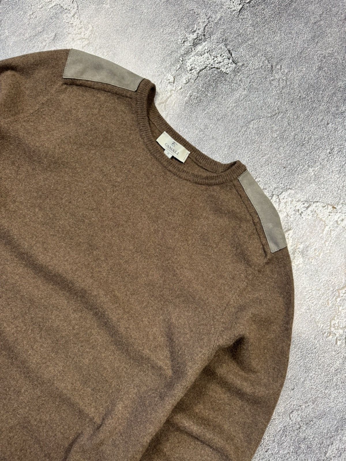 Canali CANALI Virgin Wool & Leather Sweater — Made in Italy Size US L / EU 52-54 / 3 - 2 Thumbnail