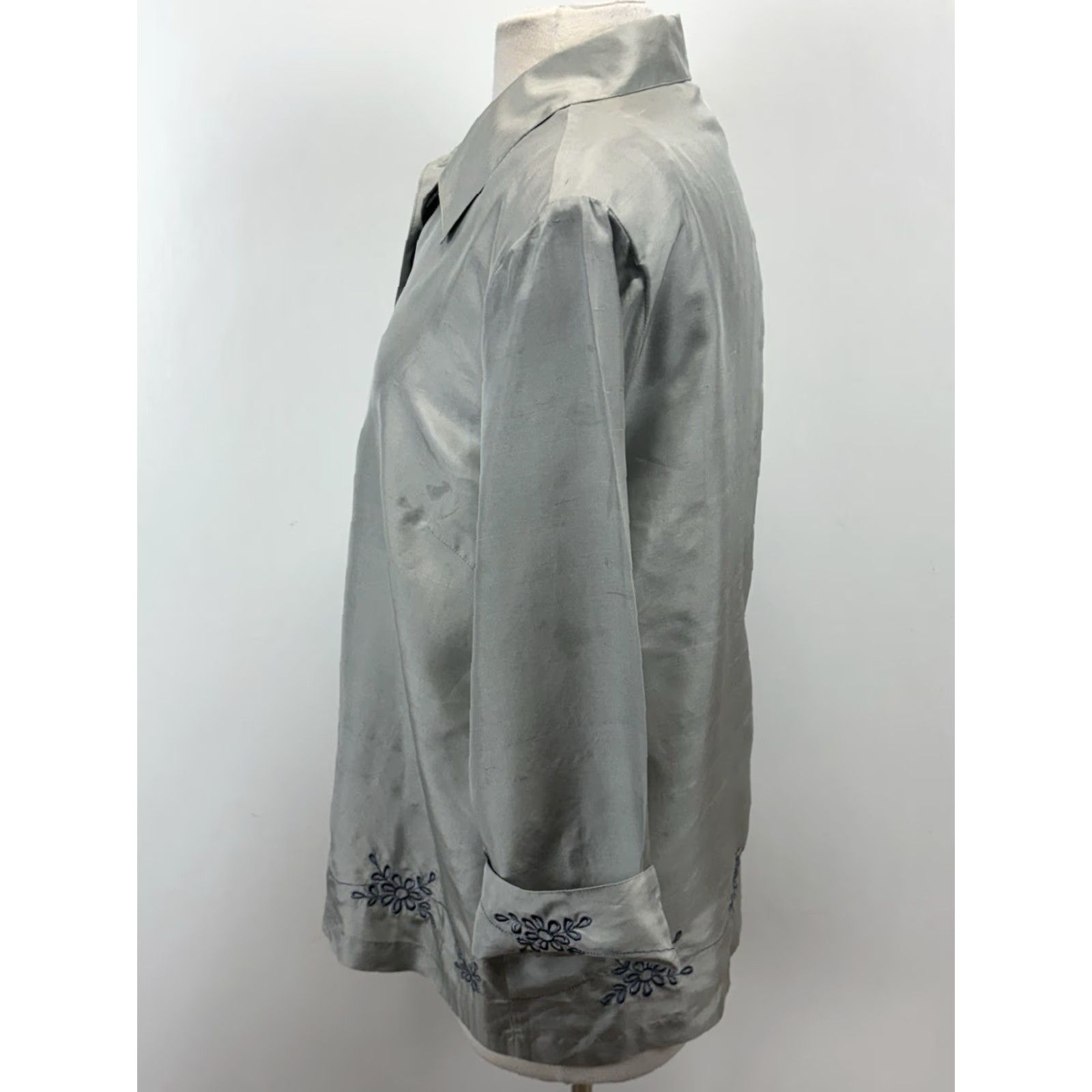 Vintage VINTAGE ISC Silk Outfit Pants Shirt Grey Large Womens 1990s Embroidered Y2K Fairy Size L / US 10 / IT 46 - 3 Thumbnail