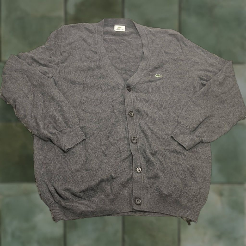 Lacoste Lacoste Cardigan Sweater Mens XL Gray V-Neck Button Front Long Sleeve Casual Pockets Classic Fall Winter Size US XL / EU 56 / 4 - 1 Thumbnail
