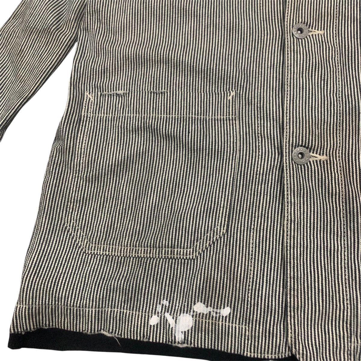 WHIZ LIMITED SS07 Distressed Paint Splatter Hickory Striped Chore Jacket Size US M / EU 48-50 / 2 - 5 Thumbnail