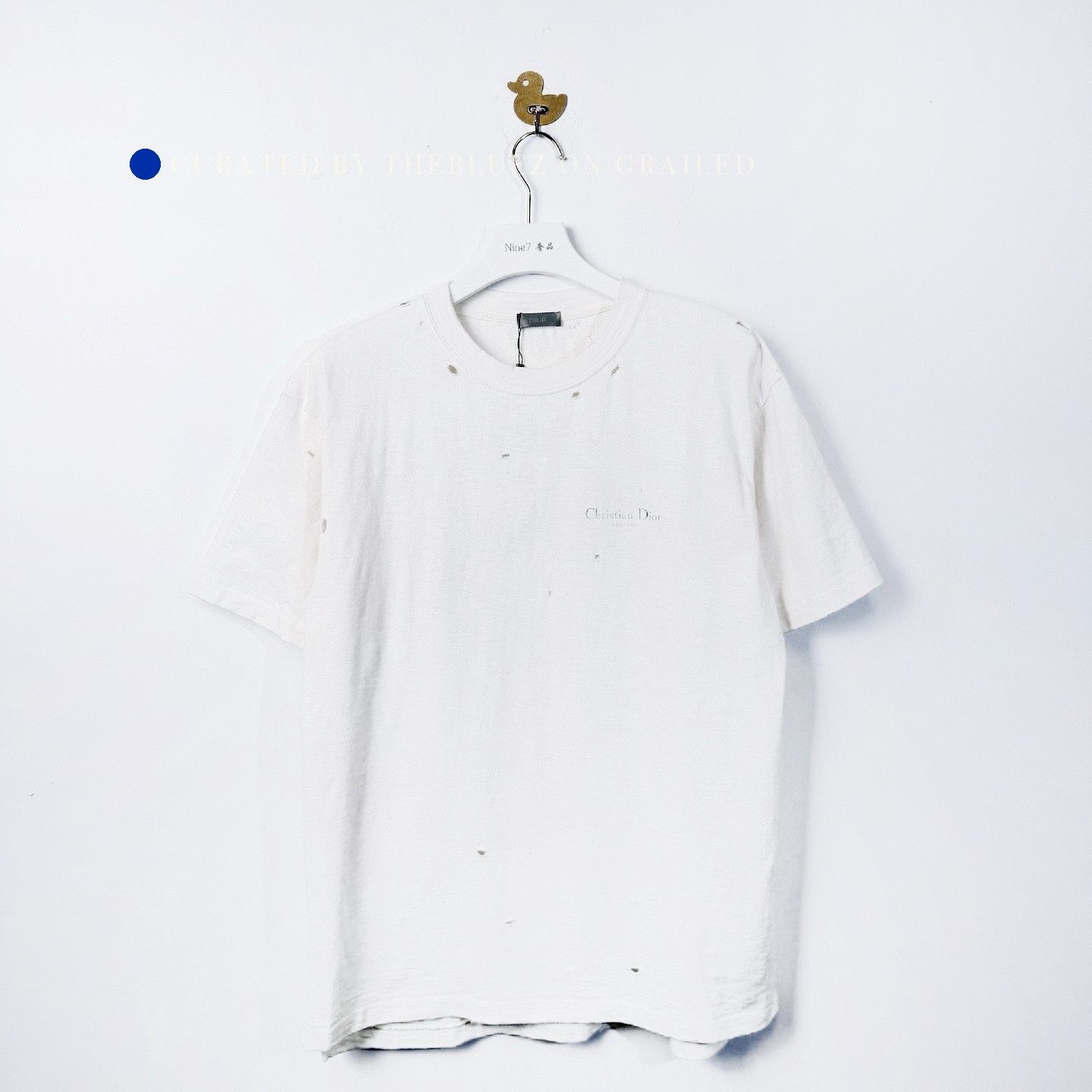 Dior Distressed Logo T-Shirt in White Size US M / EU 48-50 / 2 - 1 Thumbnail