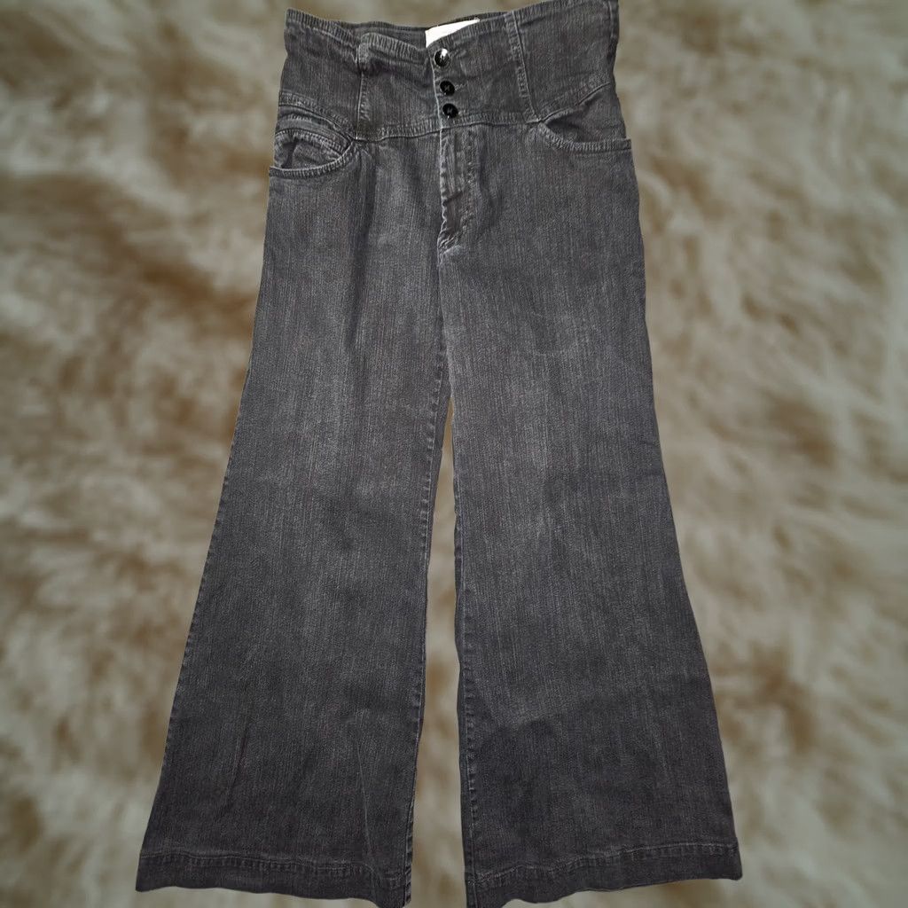 Old Navy VINTAGE Old Navy Jeans Womens 12 Charcoal High Rise Wide Leg Hip Hop Grunge Skater Size 34" / US 12 / IT 48 - 1 Thumbnail