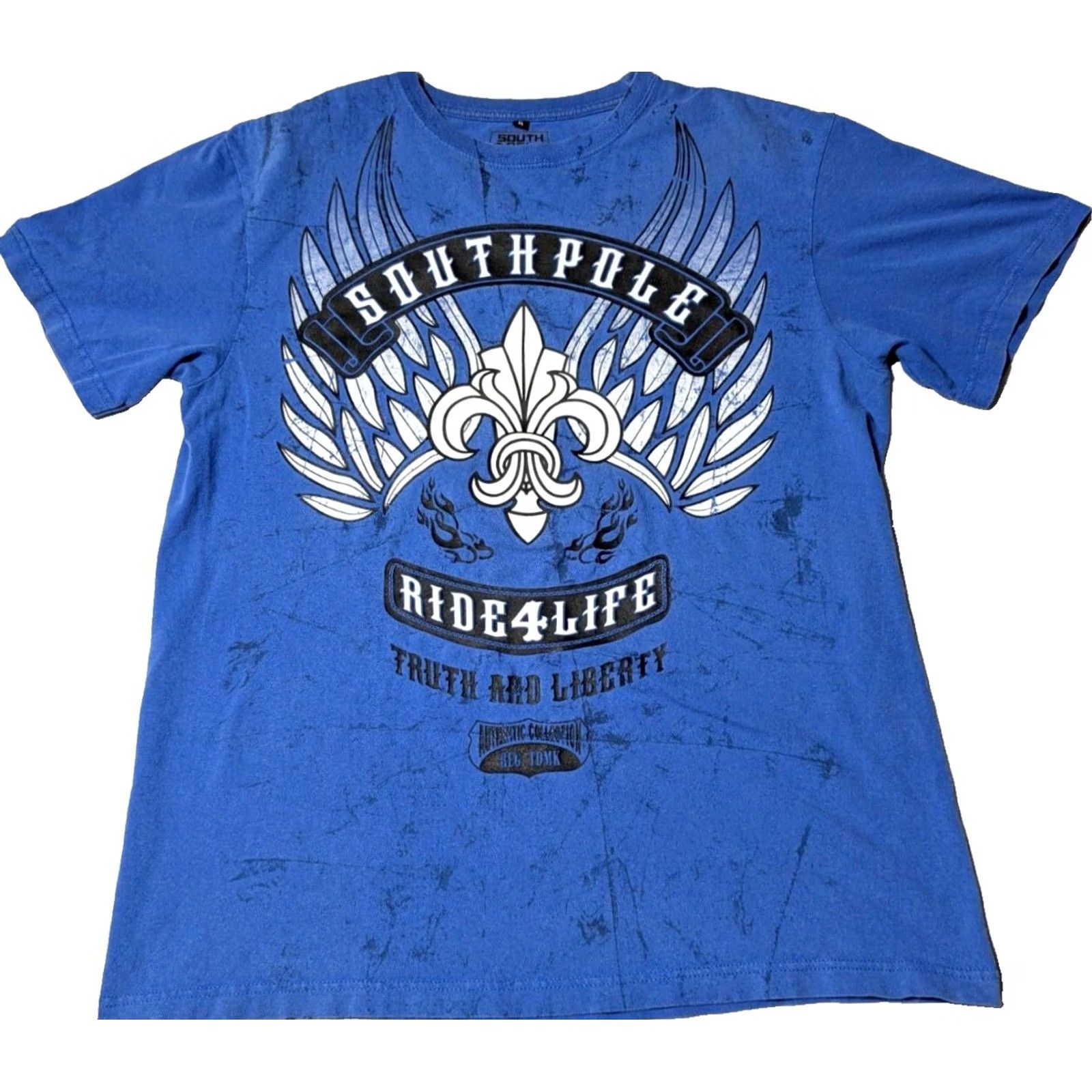 Southpole Southpole T-Shirt Men XL Blue FADED Graphic Ride for Life Truth and Liberty Size US XL / EU 56 / 4 - 2 Thumbnail