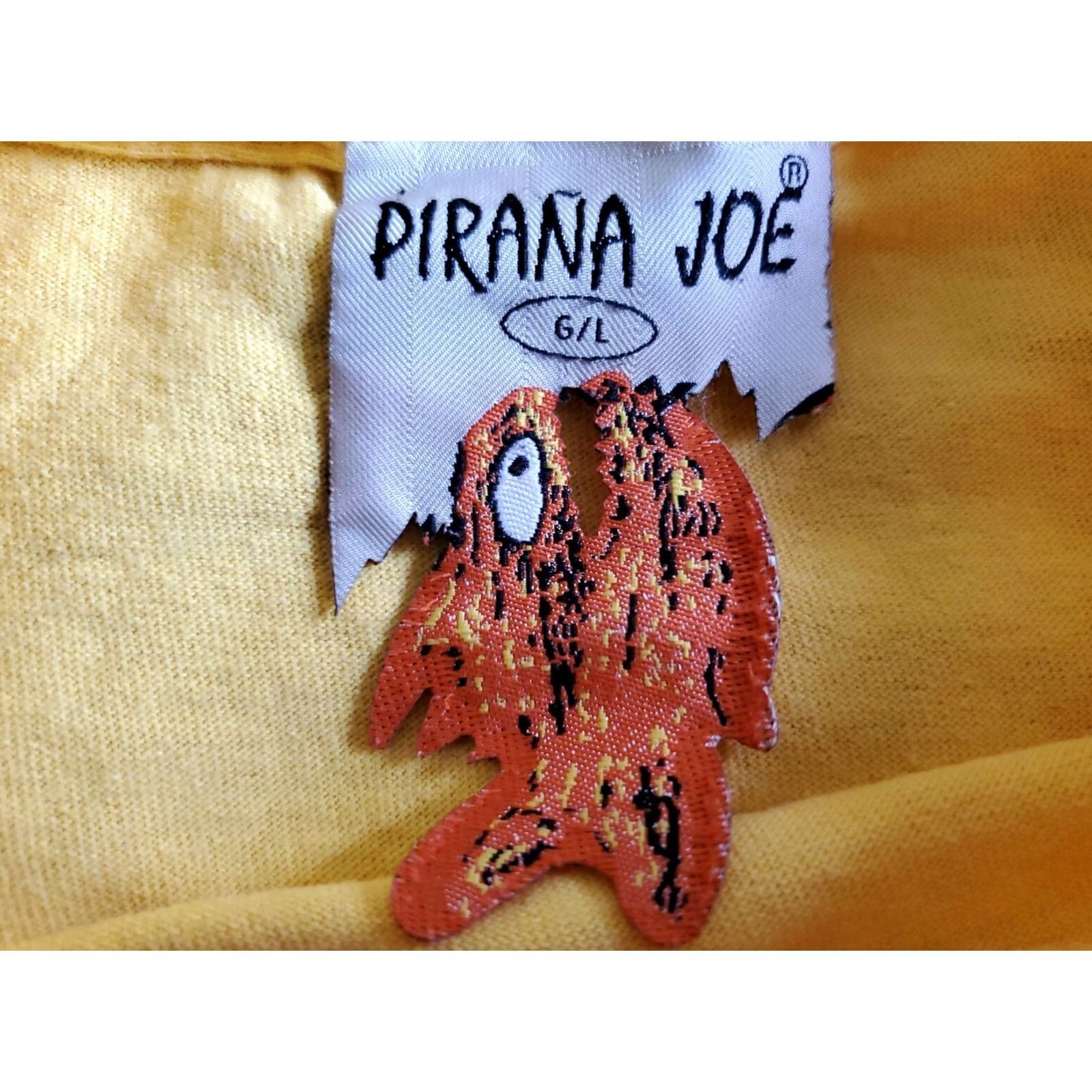 Vintage VINTAGE Pirana Joe Grand Turk Island Hammock Vacation Short Sleeve TShirt SZ L Large Yellow Cotton Men Crew Neck Paradise Surfing 90s Size US L / EU 52-54 / 3 - 7 Thumbnail