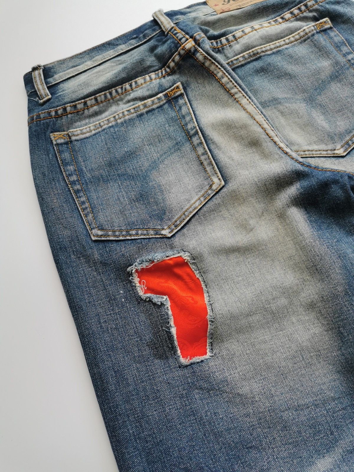 Japanese Brand Joism Japan Red Patchwork Denim Jeans Size US 30 / EU 46 - 7 Thumbnail