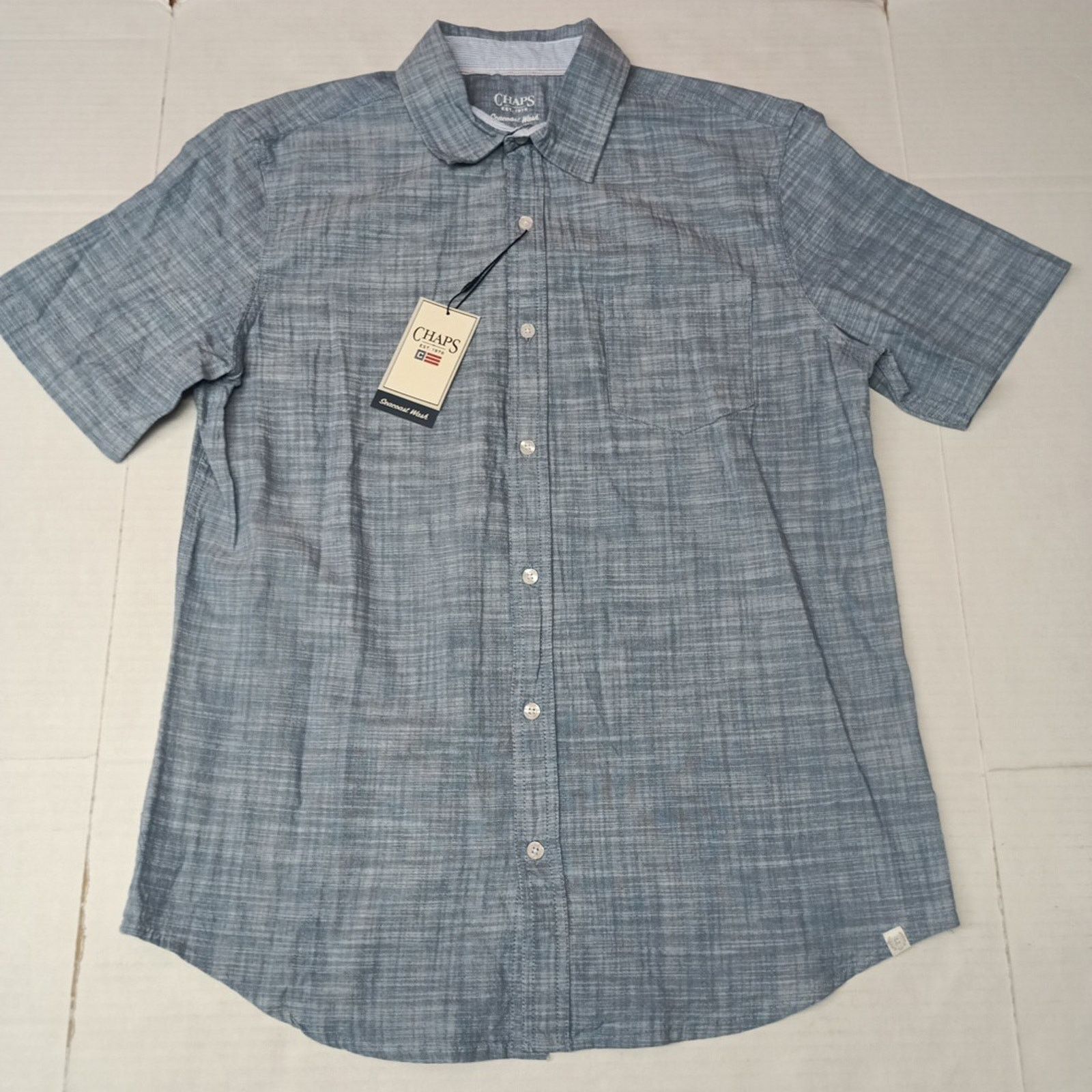 Chaps Chaps Seacoast Wash Chambray Woven Shirt Men's M Blue Shadow Size US M / EU 48-50 / 2 - 1 Thumbnail