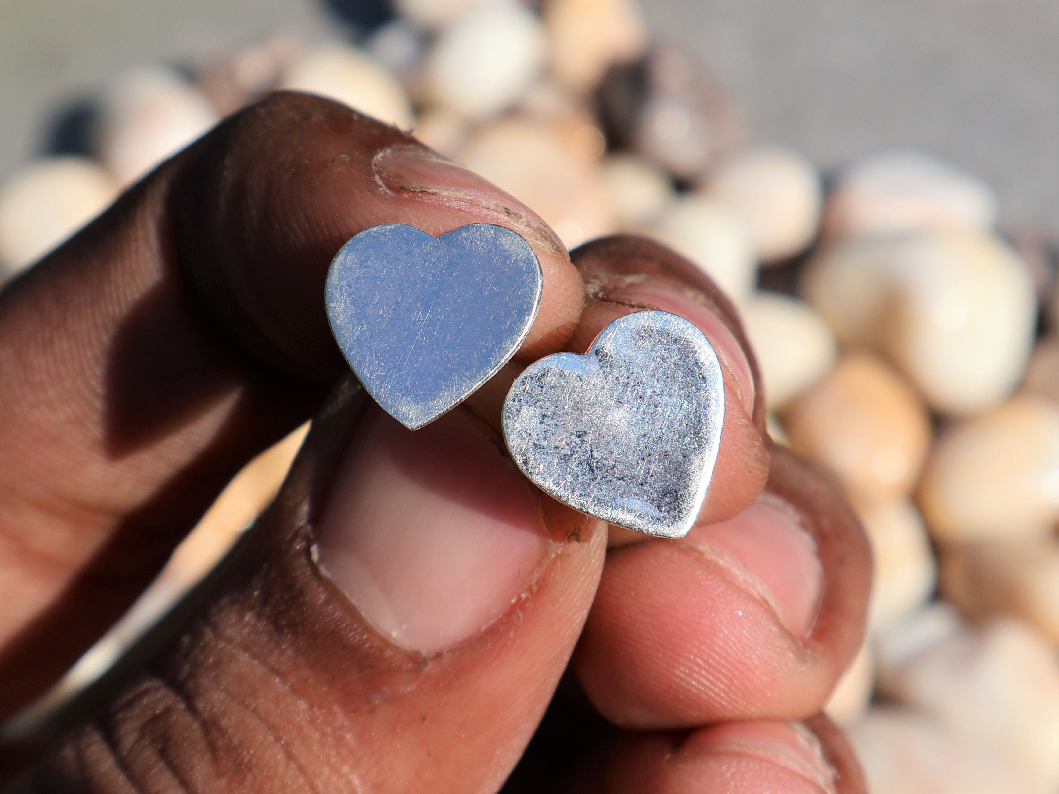 Handmade Silver Heart Shape Stud Earring, Sterling Silver Handmade, Size ONE SIZE - 2 Thumbnail