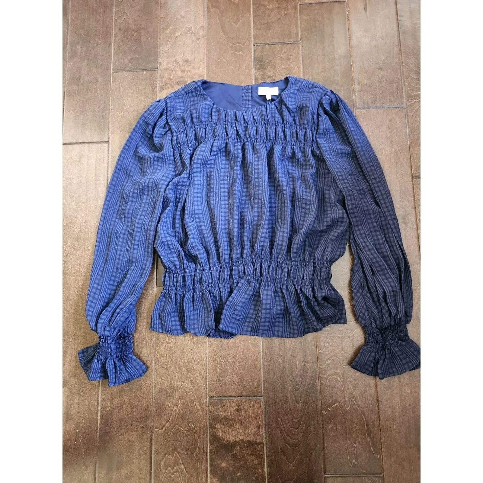 Vintage NSR Blouse Shirt - Womens Blue Long Sleeve Pleated - XL - NWT Size XL / US 12-14 / IT 48-50 - 3 Thumbnail