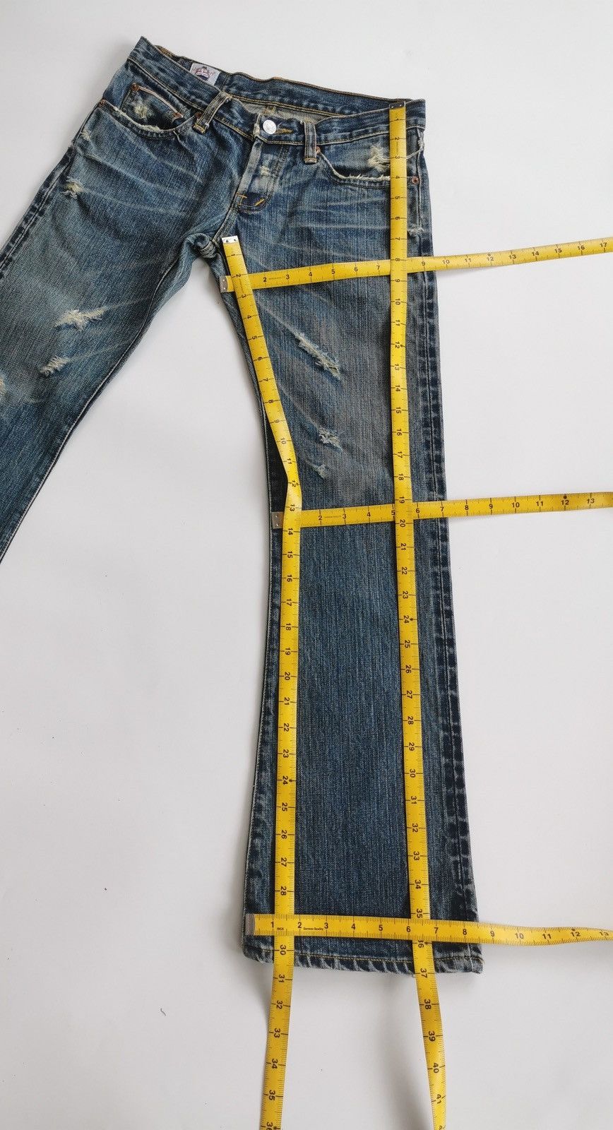 Japanese Brand Bootcut Selvedge Justin Brand Distressed Denim Jeans Size US 28 / EU 44 - 11 Thumbnail