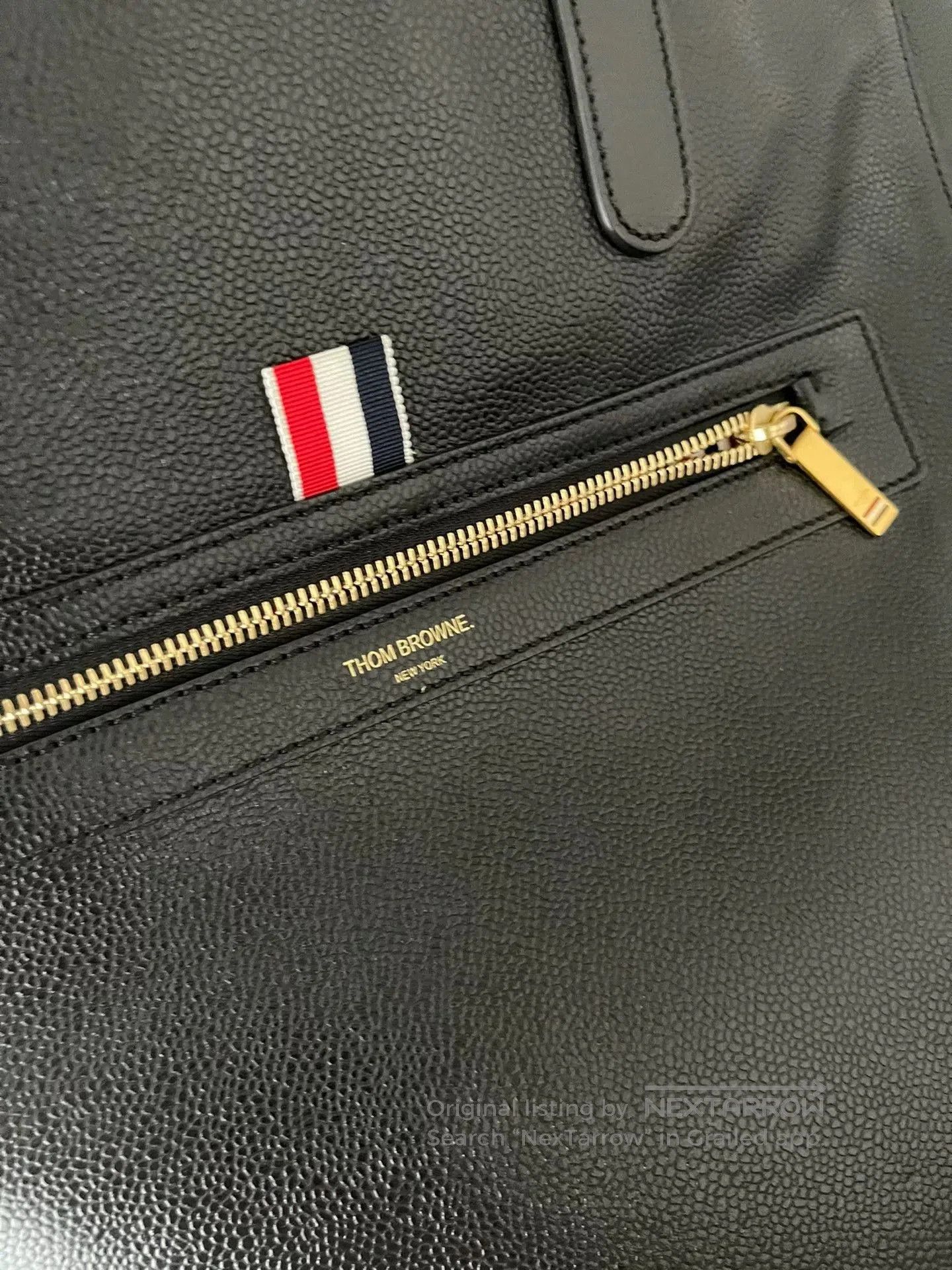 Thom Browne thom browne black tote bag with leather texture. Size ONE SIZE - 2 Thumbnail