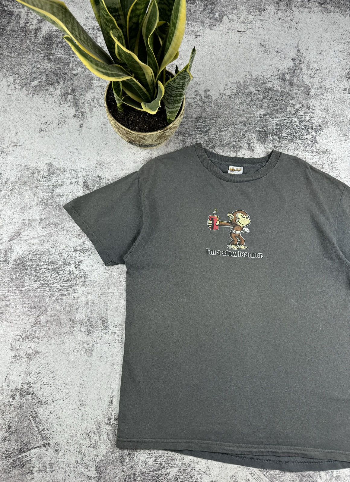 Vintage Vintage Monkey I'M Slow Learner Dynamite Joke Y2K T Shirt Tee Size US L / EU 52-54 / 3 - 2 Thumbnail