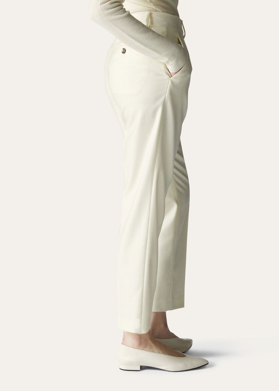Loro Piana o1srvl11e0824 Neo Derk Cashmere Flannel Pant in Ivory Size 27" / US 4 / IT 40 - 3 Thumbnail