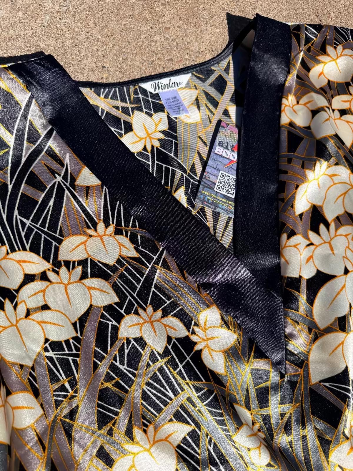Other Winlar Gold Floral Satin Caftan —NWT, 90s/00s Size ONE SIZE - 3 Thumbnail