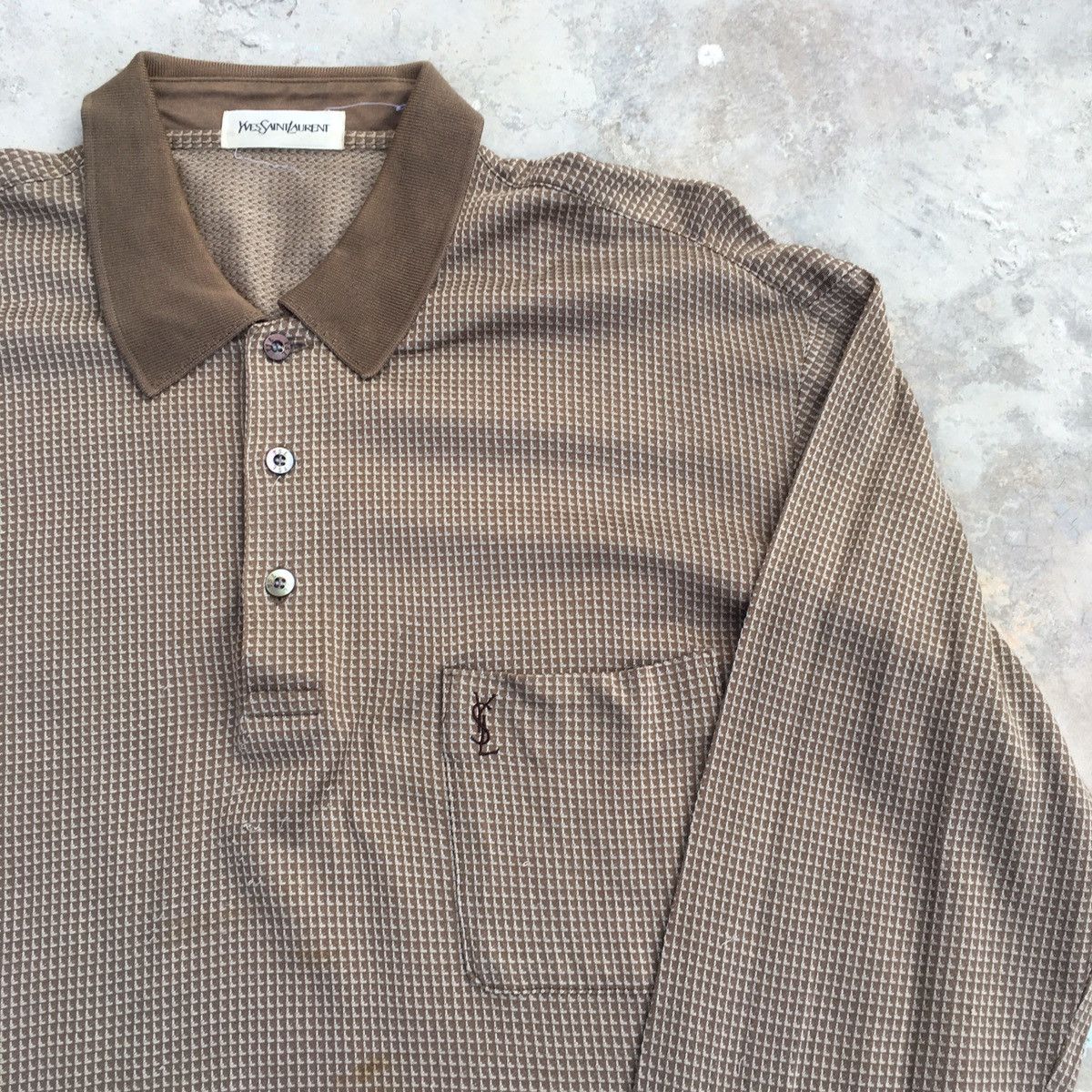 Designer × Vintage × Yves Saint Laurent Vintage YSL Long Sleeve Polo Size US M / EU 48-50 / 2 - 5 Thumbnail
