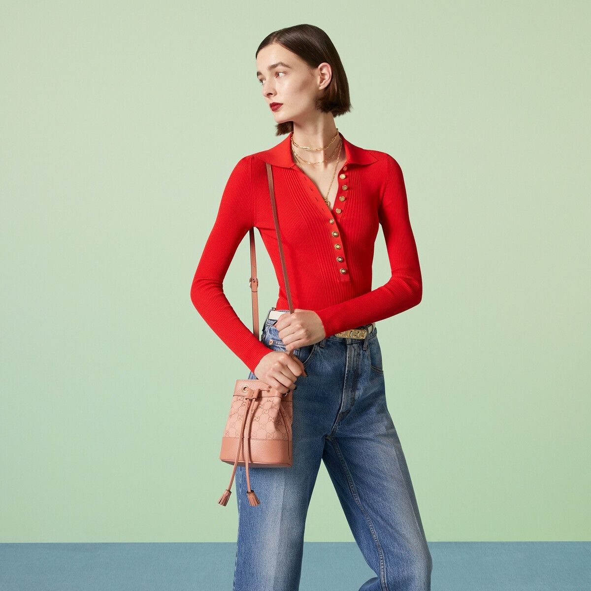 Gucci o1s1wg110125 Size: OS / Ophidia GG Mini Bucket Bag in Pink Size ONE SIZE - 3 Thumbnail