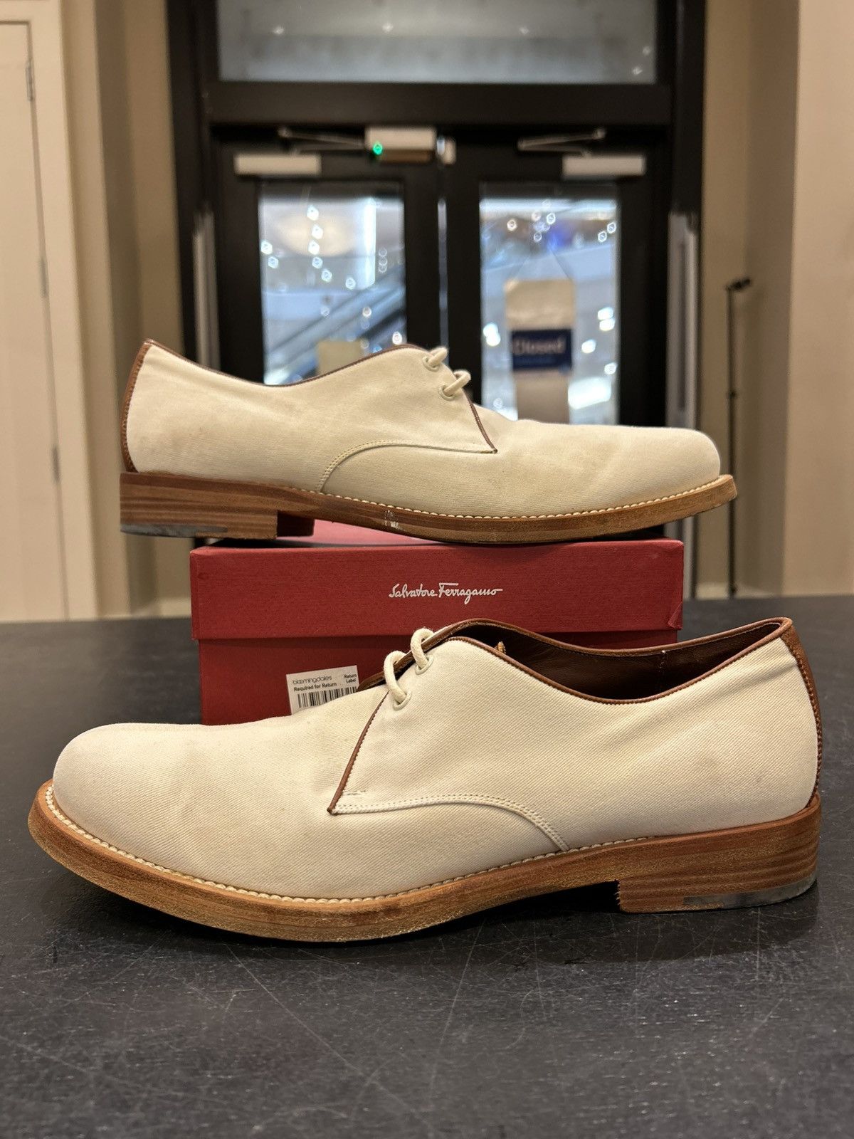 Salvatore Ferragamo Canvas/Leather Oxford Shoes