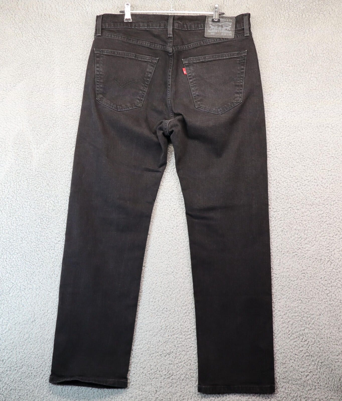 Levi's Levi 505 Jeans Men 34x30 Regular Fit Straight Leg Black Size US 34 / EU 50 - 7 Thumbnail