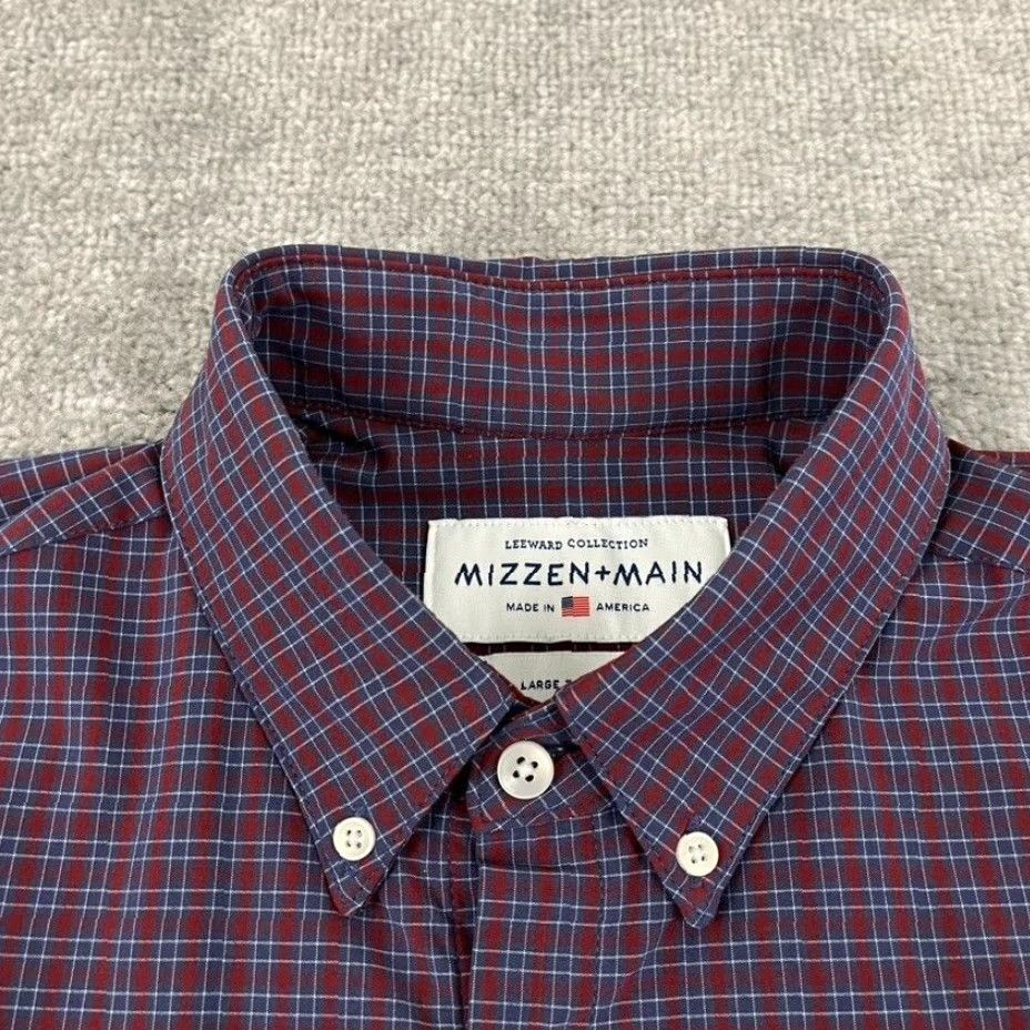 Mizzen+Main MIZZEN + MAIN Shirt Mens Large Trim Fit Blue Red Checked Button Down Stretch L/S Dress Shirt Size US M / EU 48-50 / 2 - 2 Thumbnail