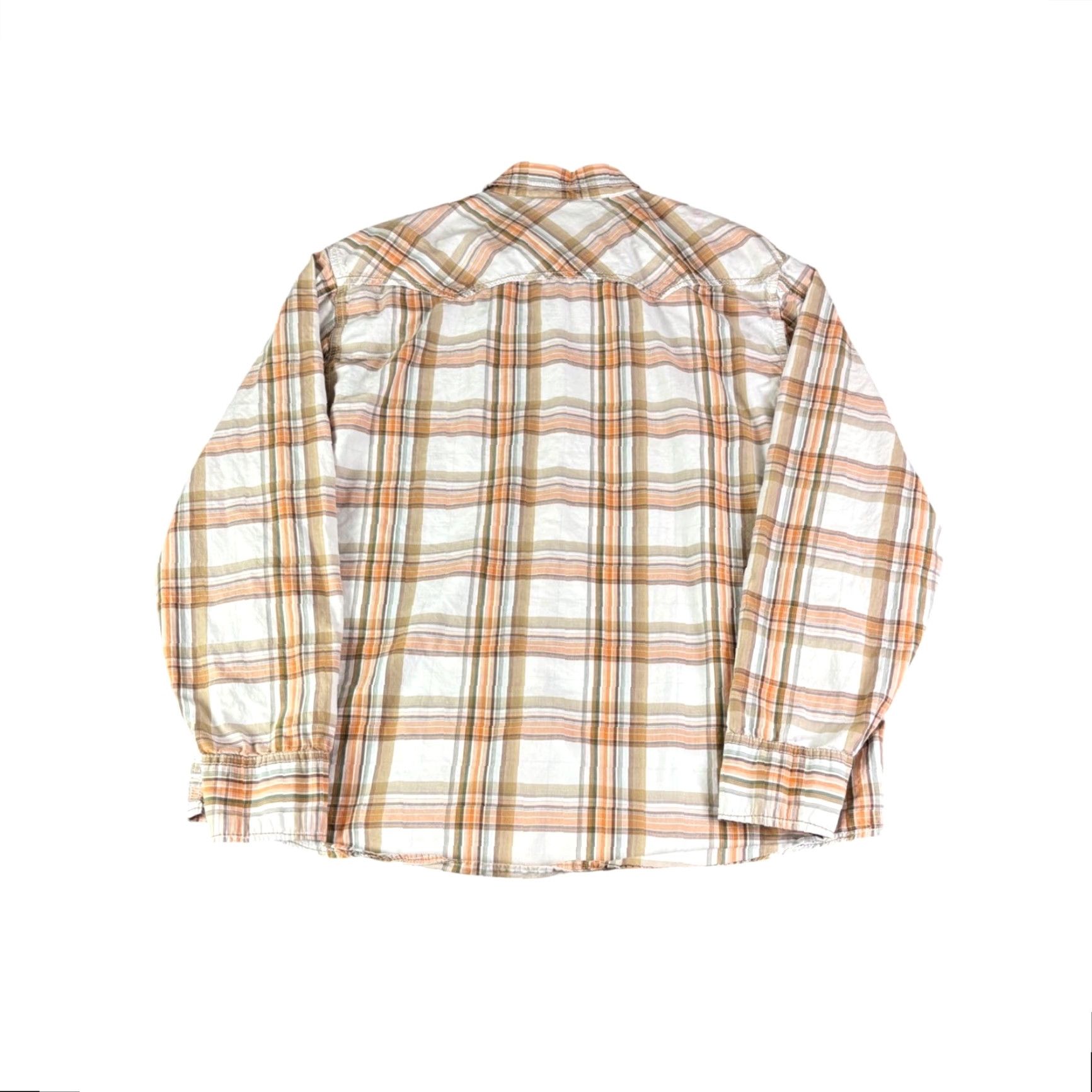Aeropostale Aeropostale Plaid Button-Up Shirt Long Sleeve XL White Orange Tan Vintage 90s Mens Size US XL / EU 56 / 4 - 2 Thumbnail