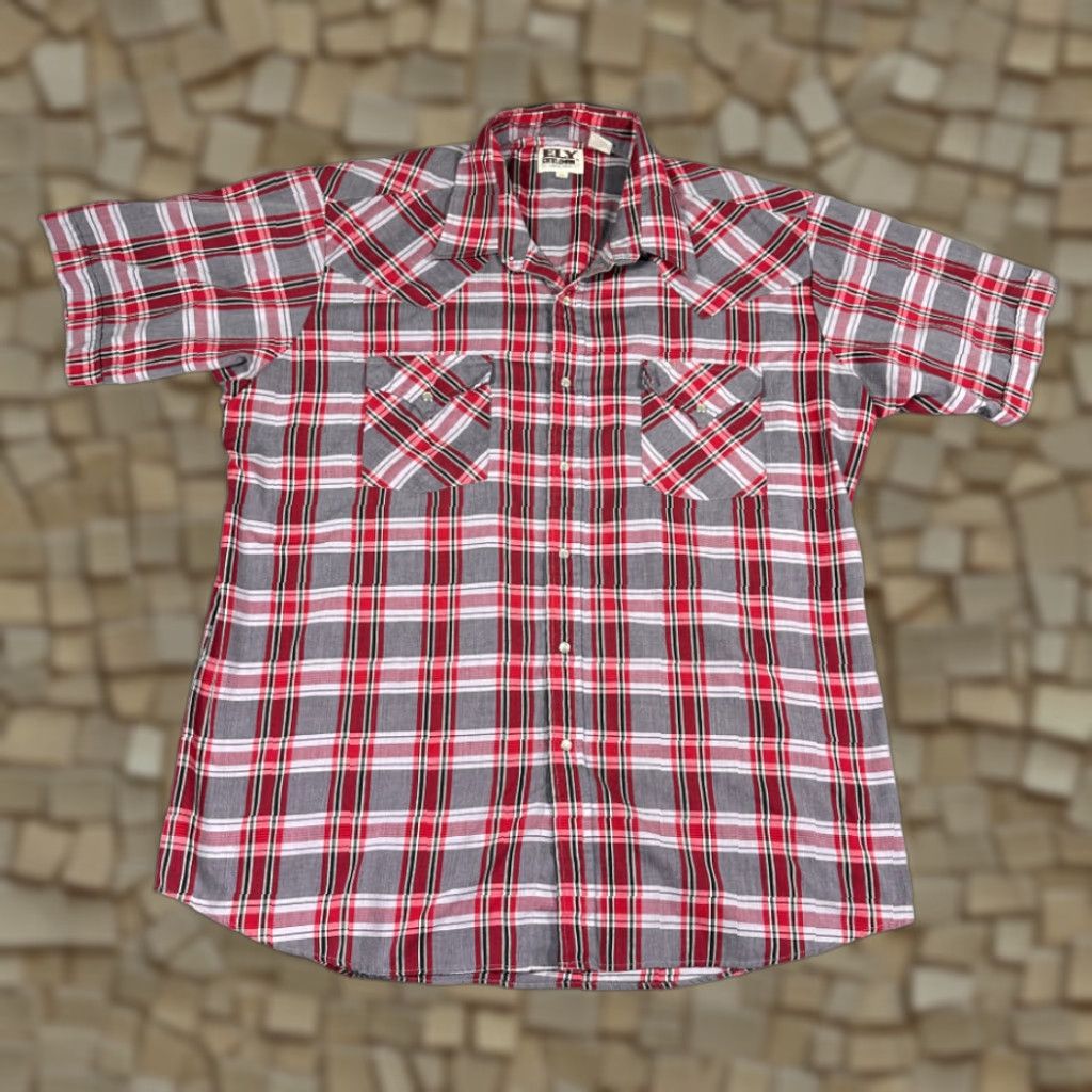 Vintage VINTAGE Ely Cattleman Western Shirt Red Plaid Pearl Snap XXL XL Short Sleeve Mens Size US XL / EU 56 / 4 - 1 Thumbnail