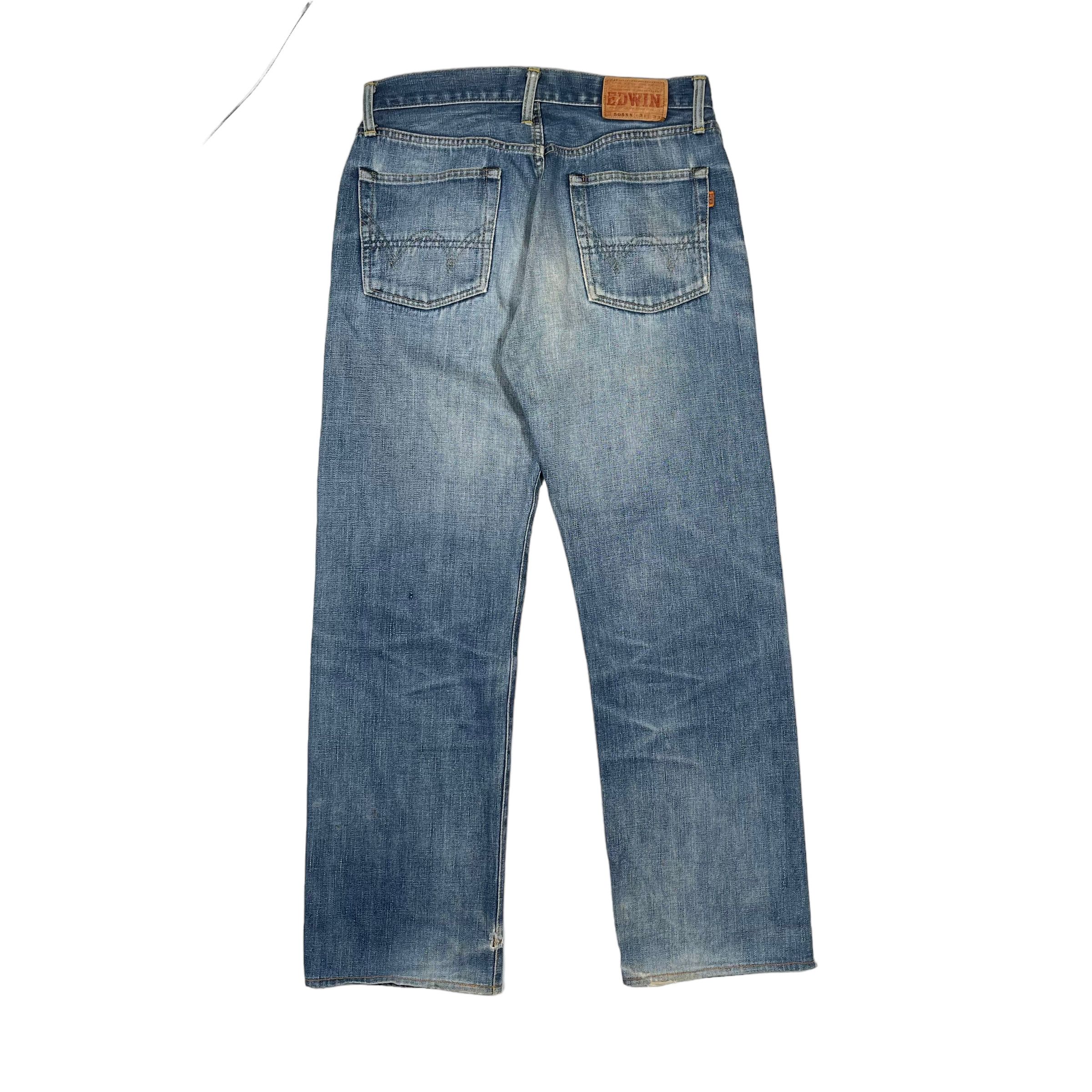 Edwin × Vintage Vintage 1980s Edwin 505 Selvedge Washed Distressed Jeans Size US 30 / EU 46 - 2 Thumbnail