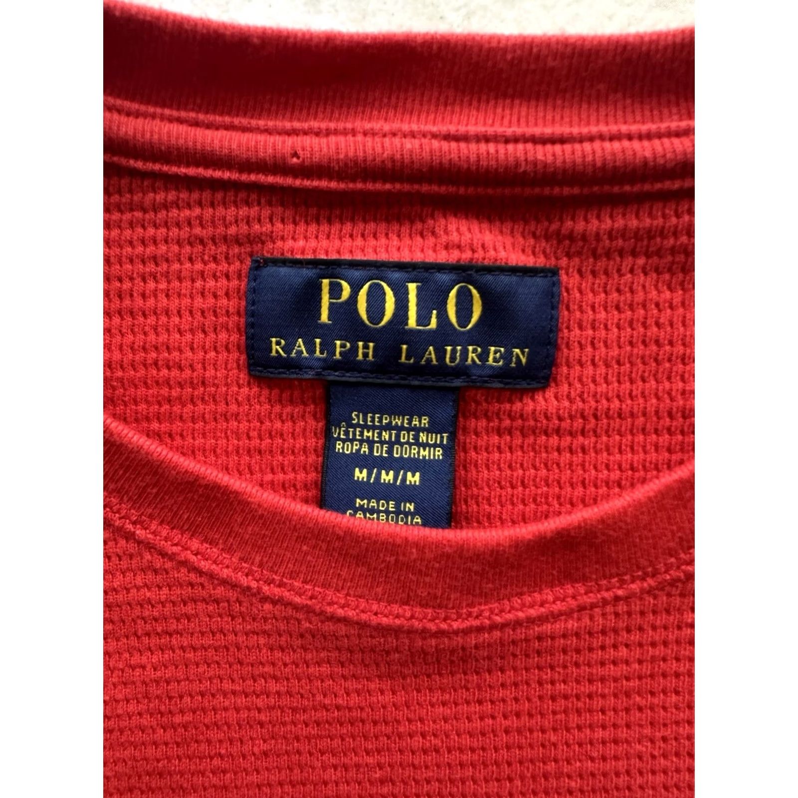 Ralph Lauren VINTAGE Ralph Lauren Polo Shirt Tee Mens M Red Waffle Knit Thermal Long Sleeve Crew Neck Logo Pattern Solid Size US M / EU 48-50 / 2 - 3 Thumbnail