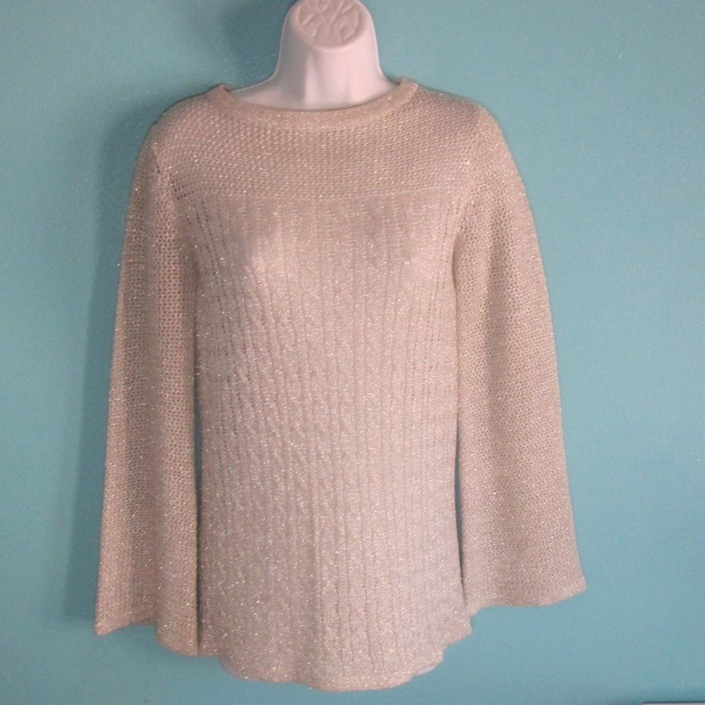 Saks Fifth Avenue Vintage Sweater Banff Silver Knit Sparkle Fits XS Size XS / US 0-2 / IT 36-38 - 6 Thumbnail