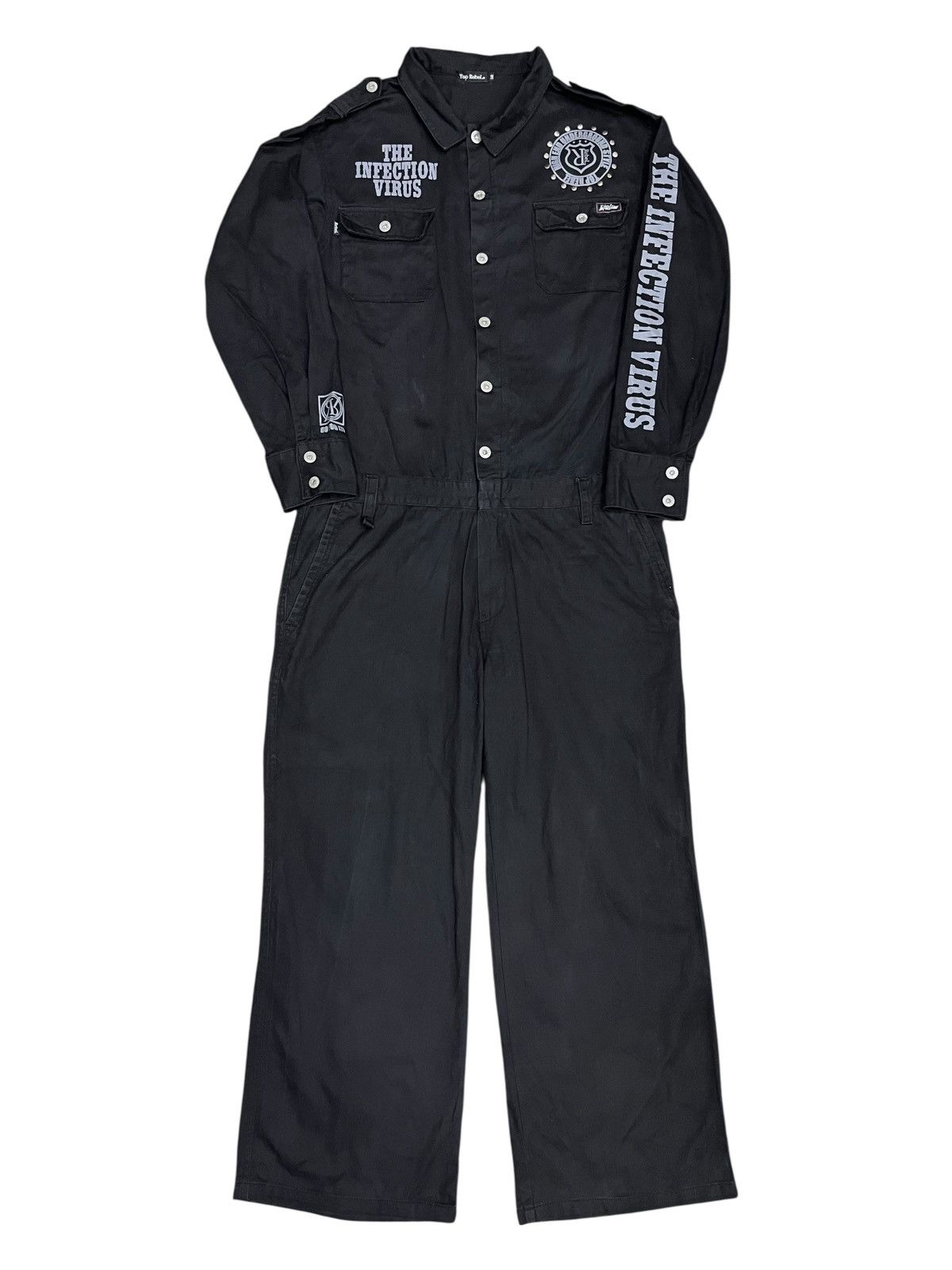 Post Overalls Vtg Top Rebel "Infection Virus" Gothic Underground Coverall Size US 32 / EU 48 - 10 Thumbnail