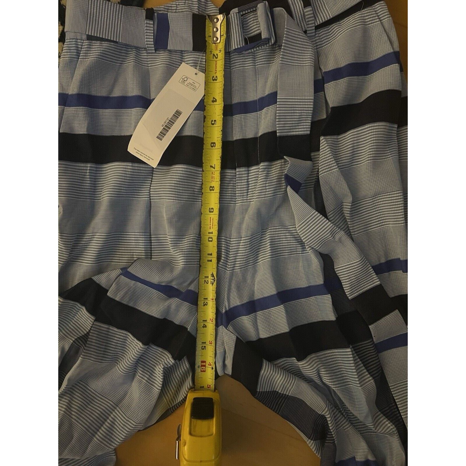 Lela Rose Lela Rose Hi Rise Blue Plaid Wide Leg Pants 6 Size 28" / US 6 / IT 42 - 6 Thumbnail