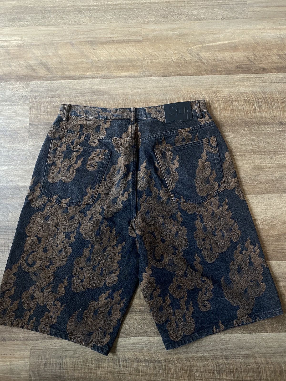 Supreme Flames Jacquard Baggy Denim Short (SS23) - $148