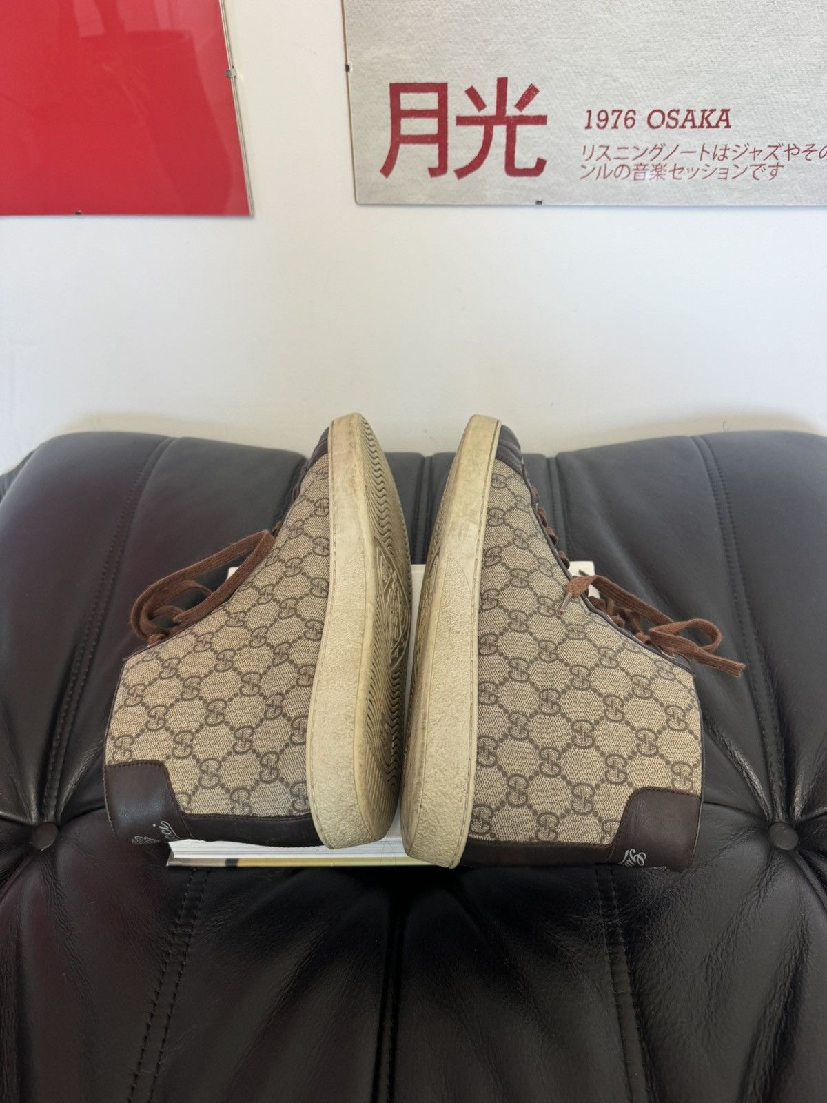 Gucci Gucci Monogram High-Top Sneakers Brown Luxury Designer Rare Size US 10 / EU 43 - 4 Thumbnail
