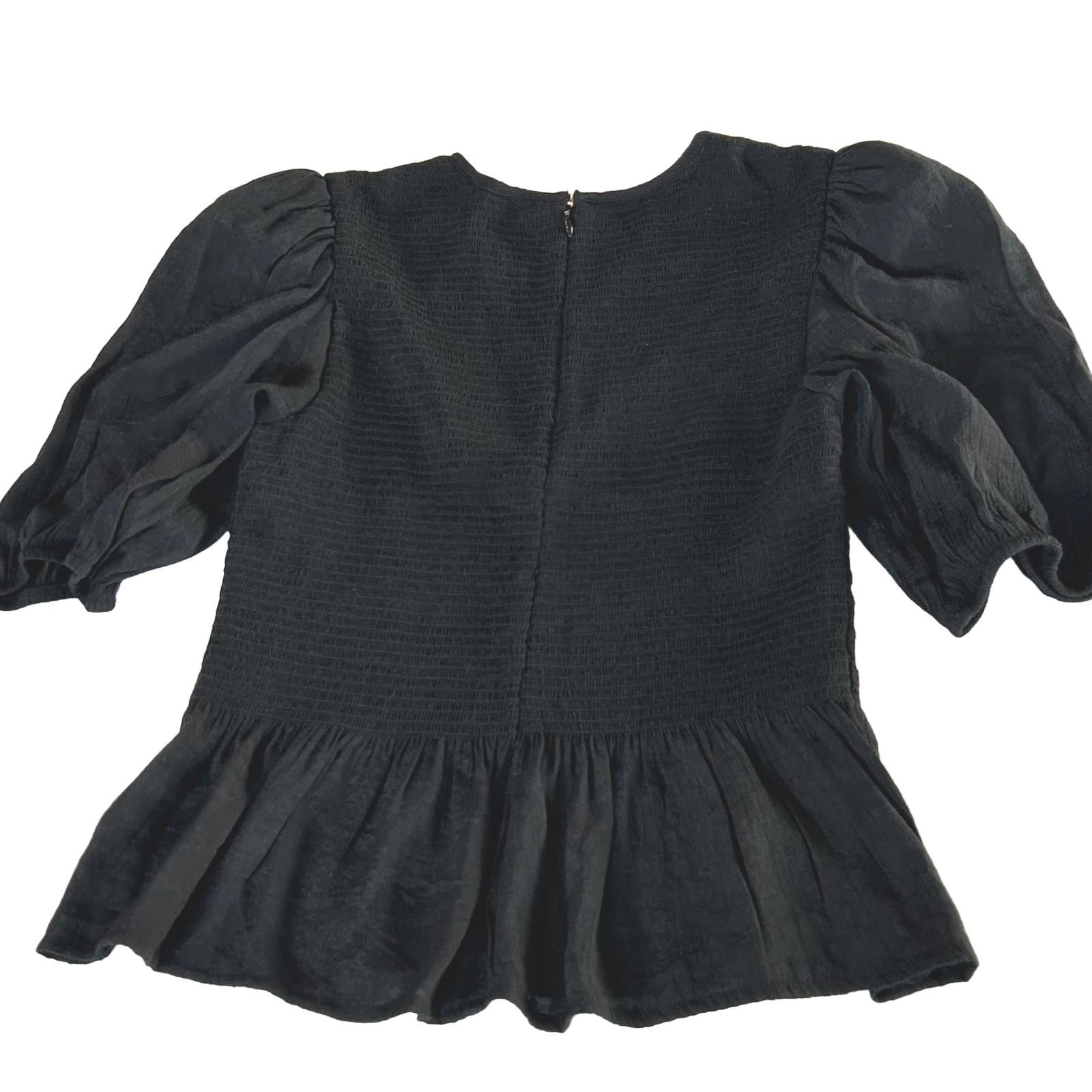 Express Express Women's Top Sz Small Black Smock Puff Sleeve Size S / US 4 / IT 40 - 3 Thumbnail