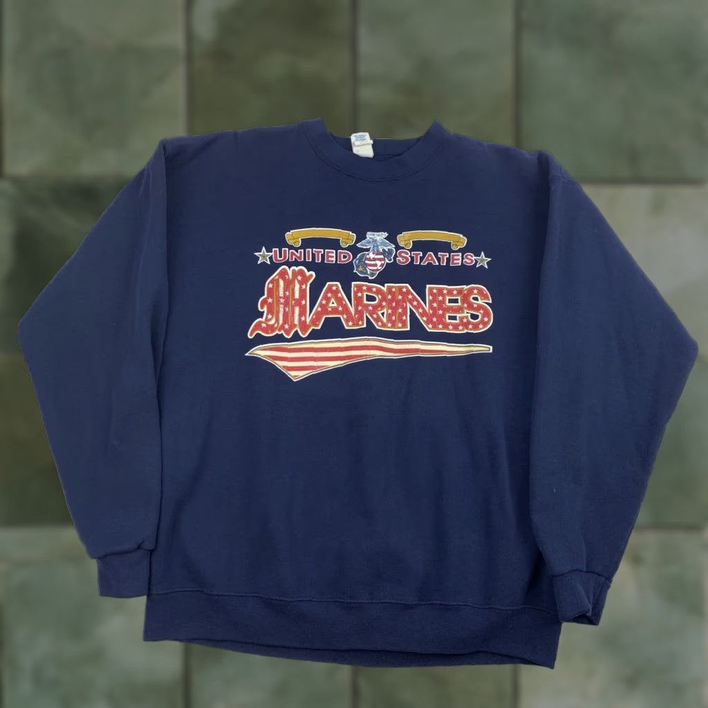 Soffe VINTAGE Marines Sweatshirt Soffe Adult XL Blue Logo 90s USA Military Shirt Mens Size US XL / EU 56 / 4 - 1 Thumbnail