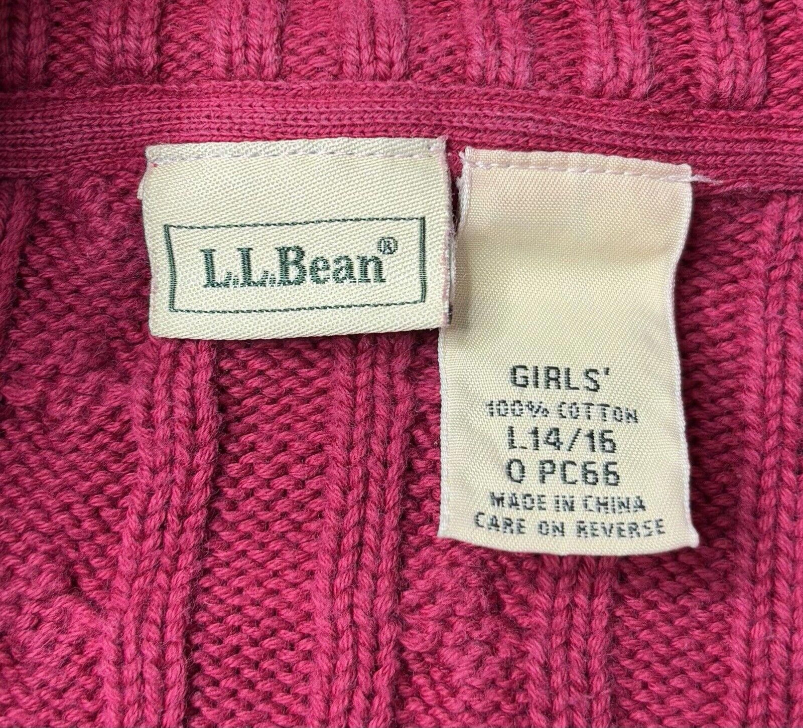 L.L. Bean LL Bean Sweater Girl Large 14/16 Cable Knit Full Zip Pockets Size L / US 10 / IT 46 - 2 Thumbnail