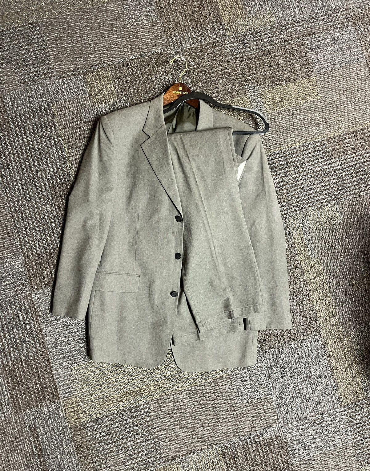 Balenciaga Vintage Grey Olive Balenciaga Paris Blazer and Pants Suit Size 44S - 1 Thumbnail