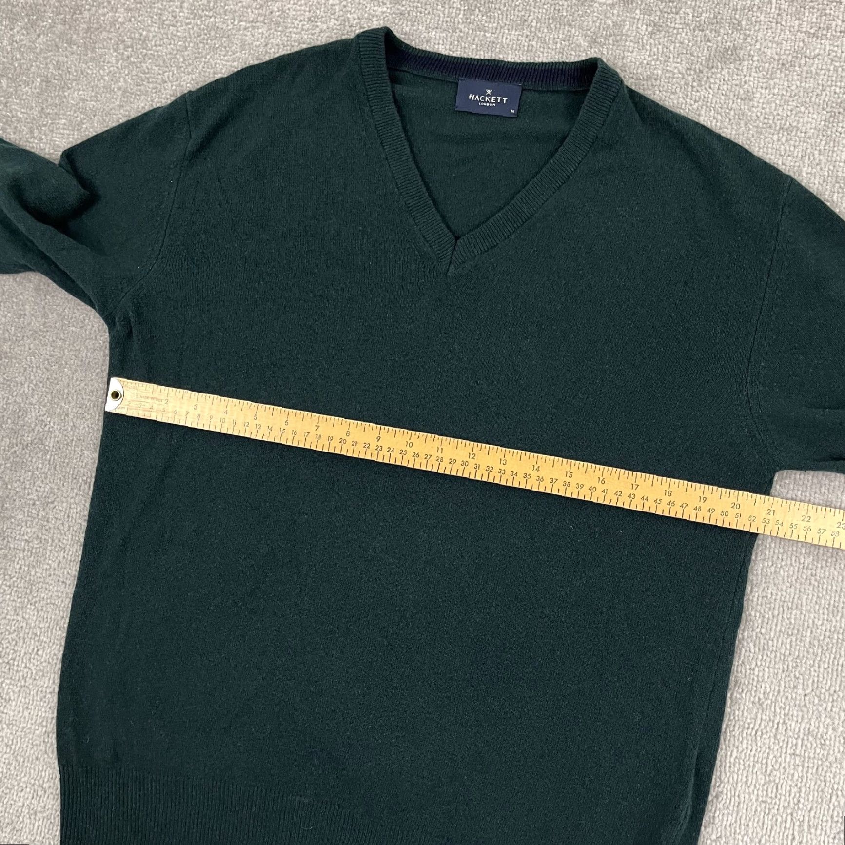 Hackett Hackett London Sweater Mens Medium Night Green Wool Cashmere Elbow Jumper V Neck Pullover Size US M / EU 48-50 / 2 - 6 Thumbnail