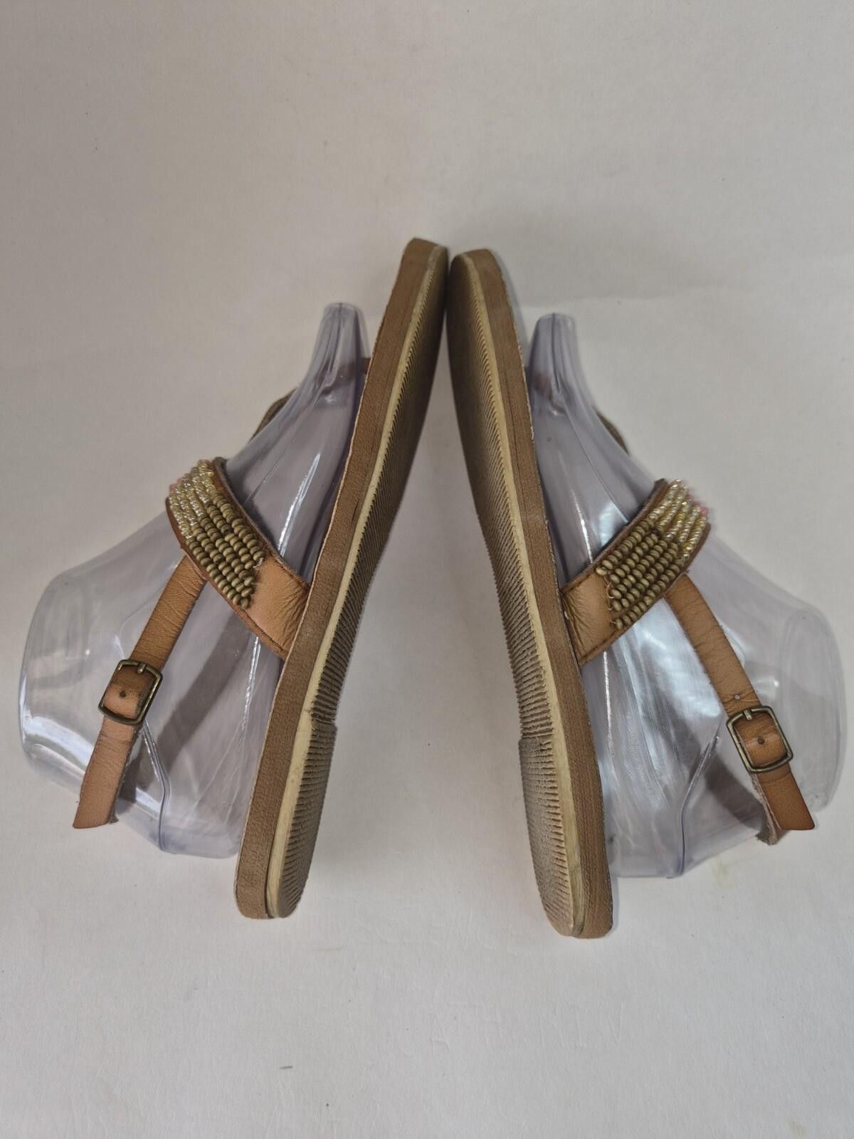Other Blue Fin Womens Lori Tan Thong Beads Sandals Boho Summer Sz8 Size US 8 / IT 38 - 3 Thumbnail